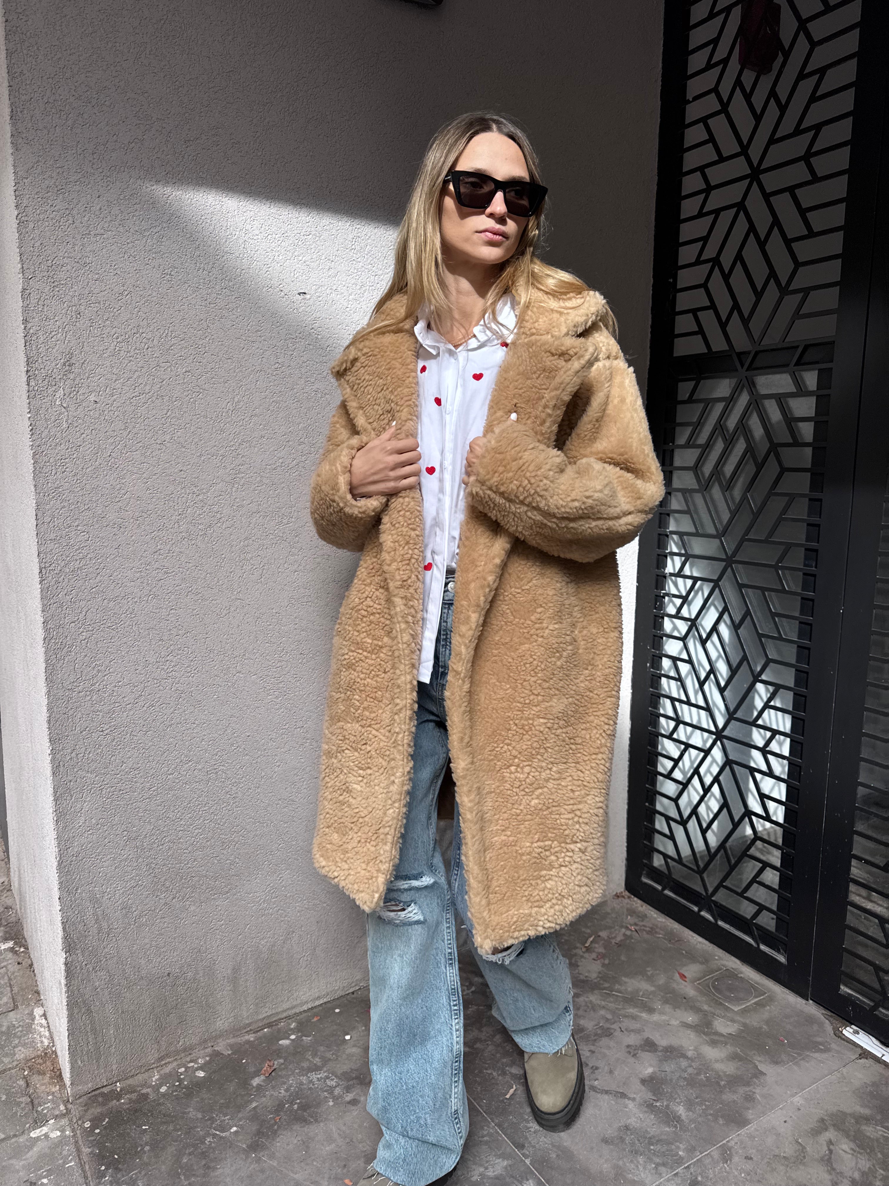 מעיל פרוותי מידי קרם