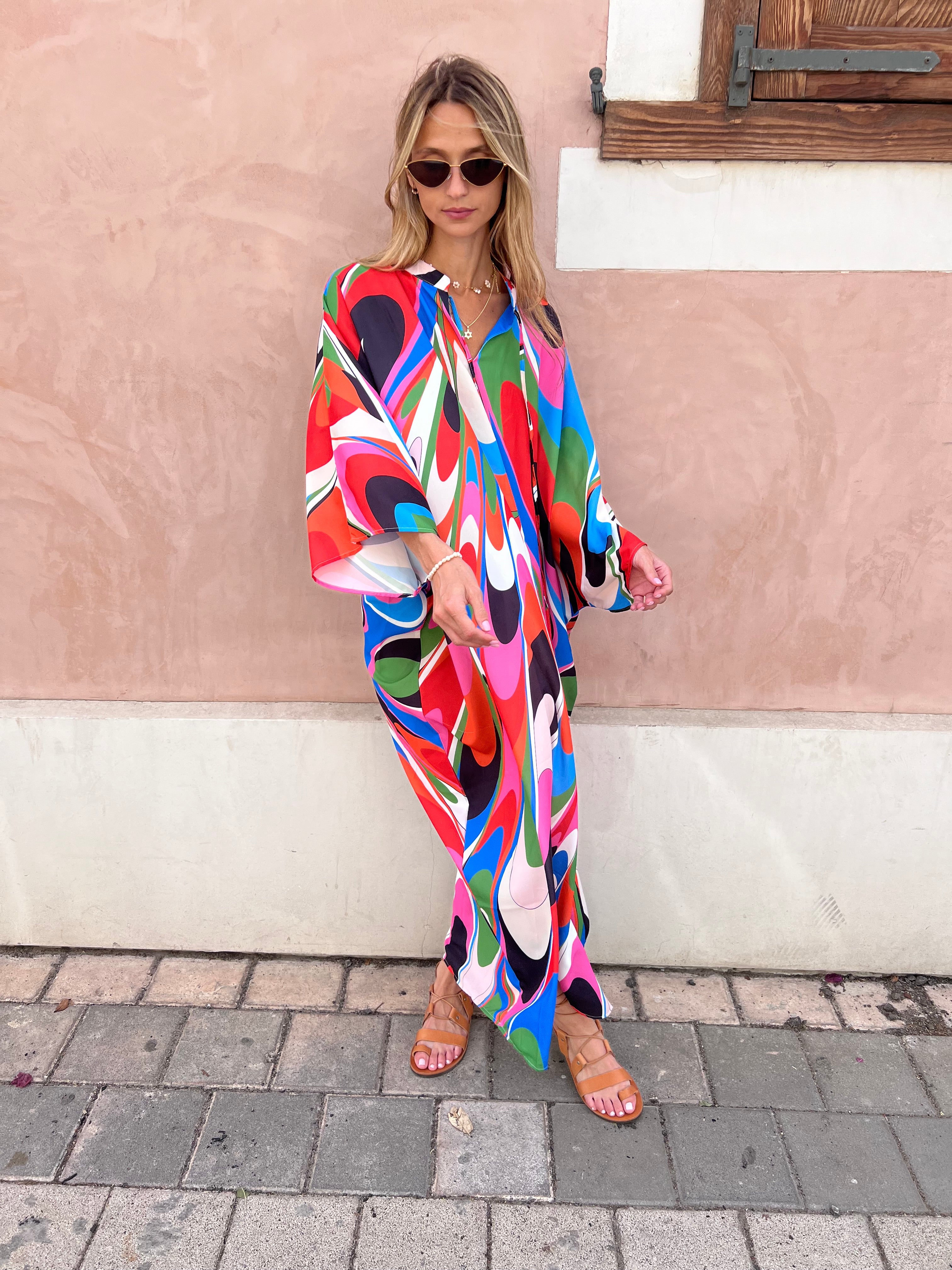 שמלת גלביה אלכס צבעונית