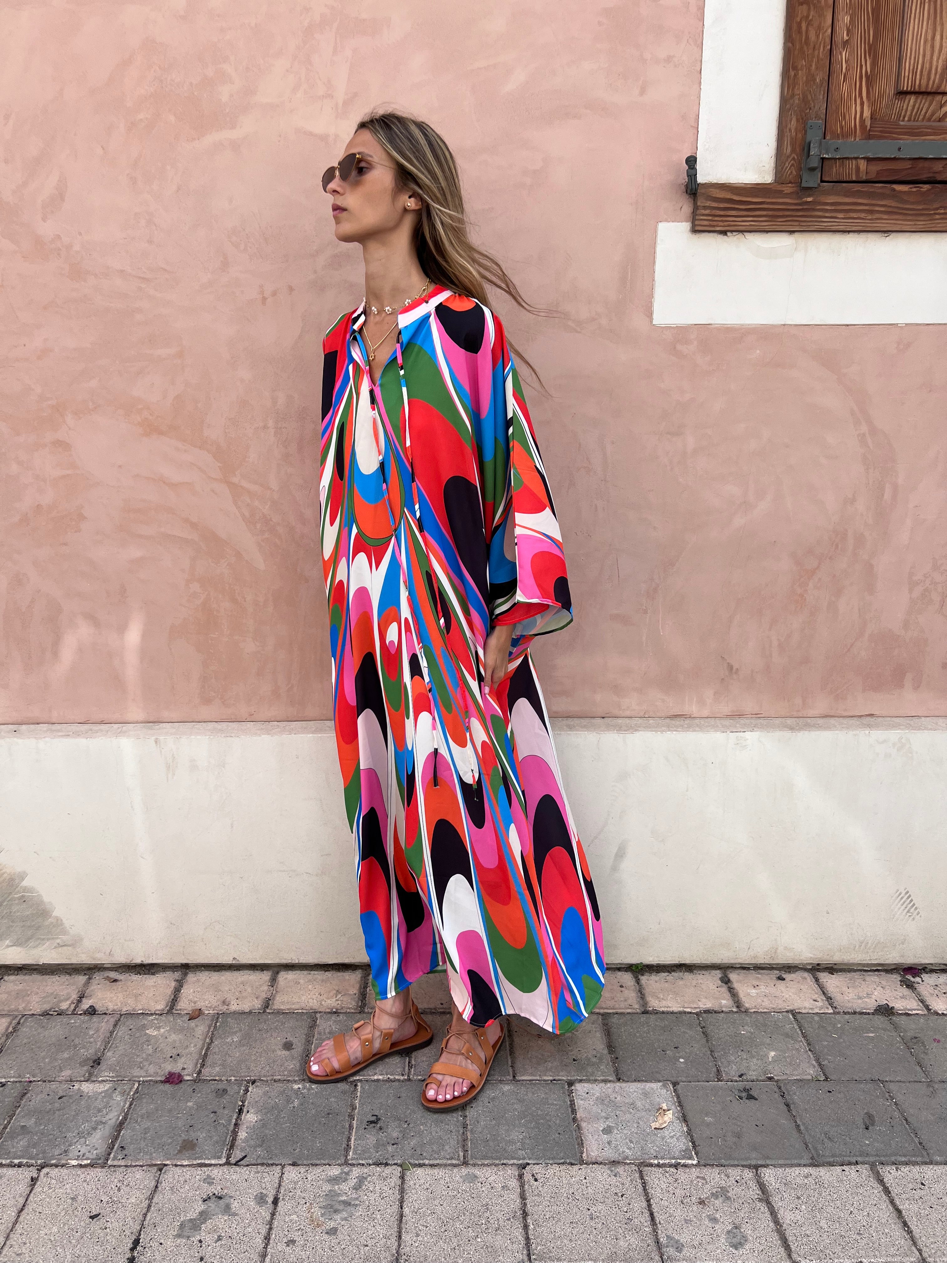 שמלת גלביה אלכס צבעונית