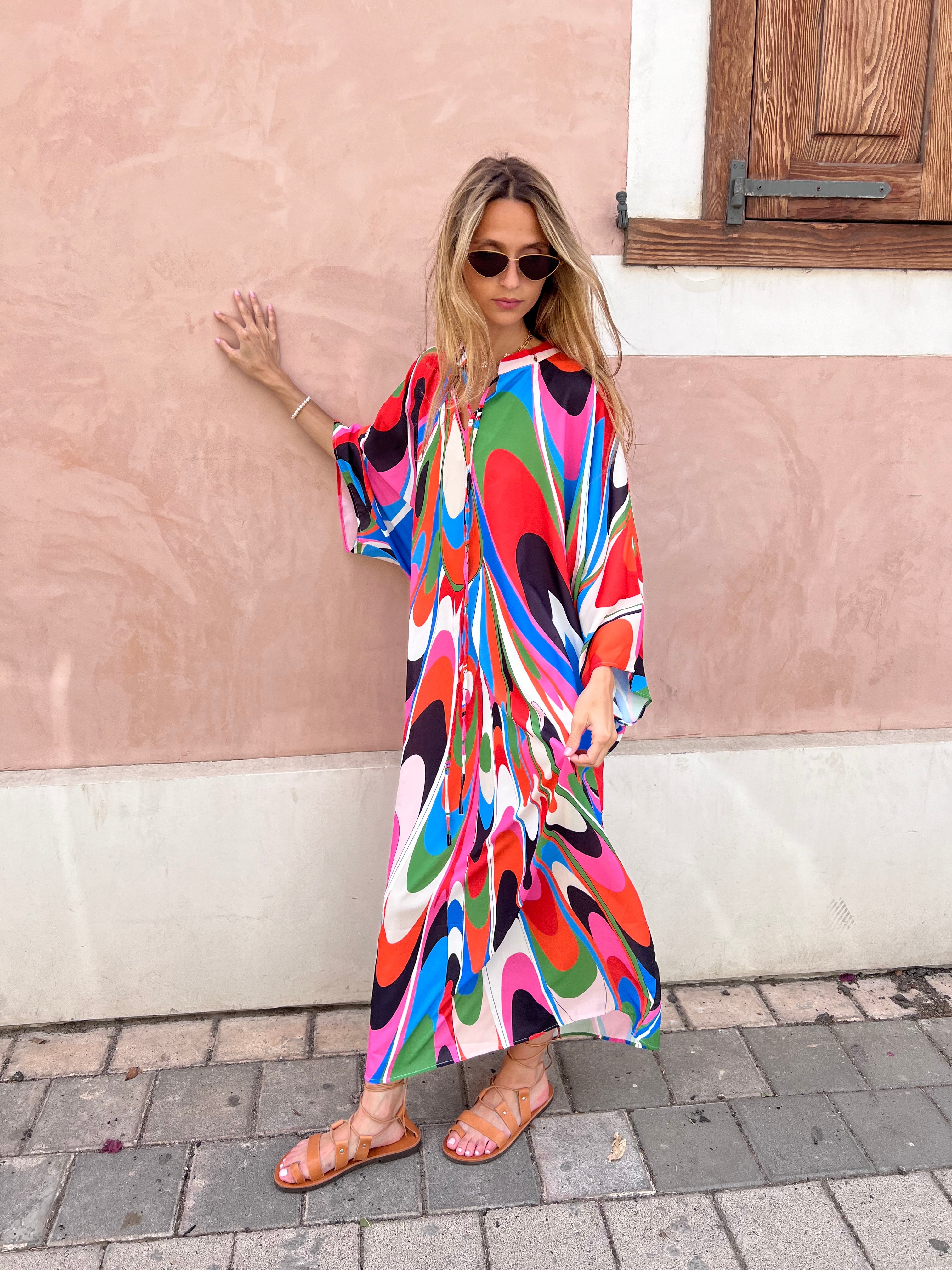 שמלת גלביה אלכס צבעונית