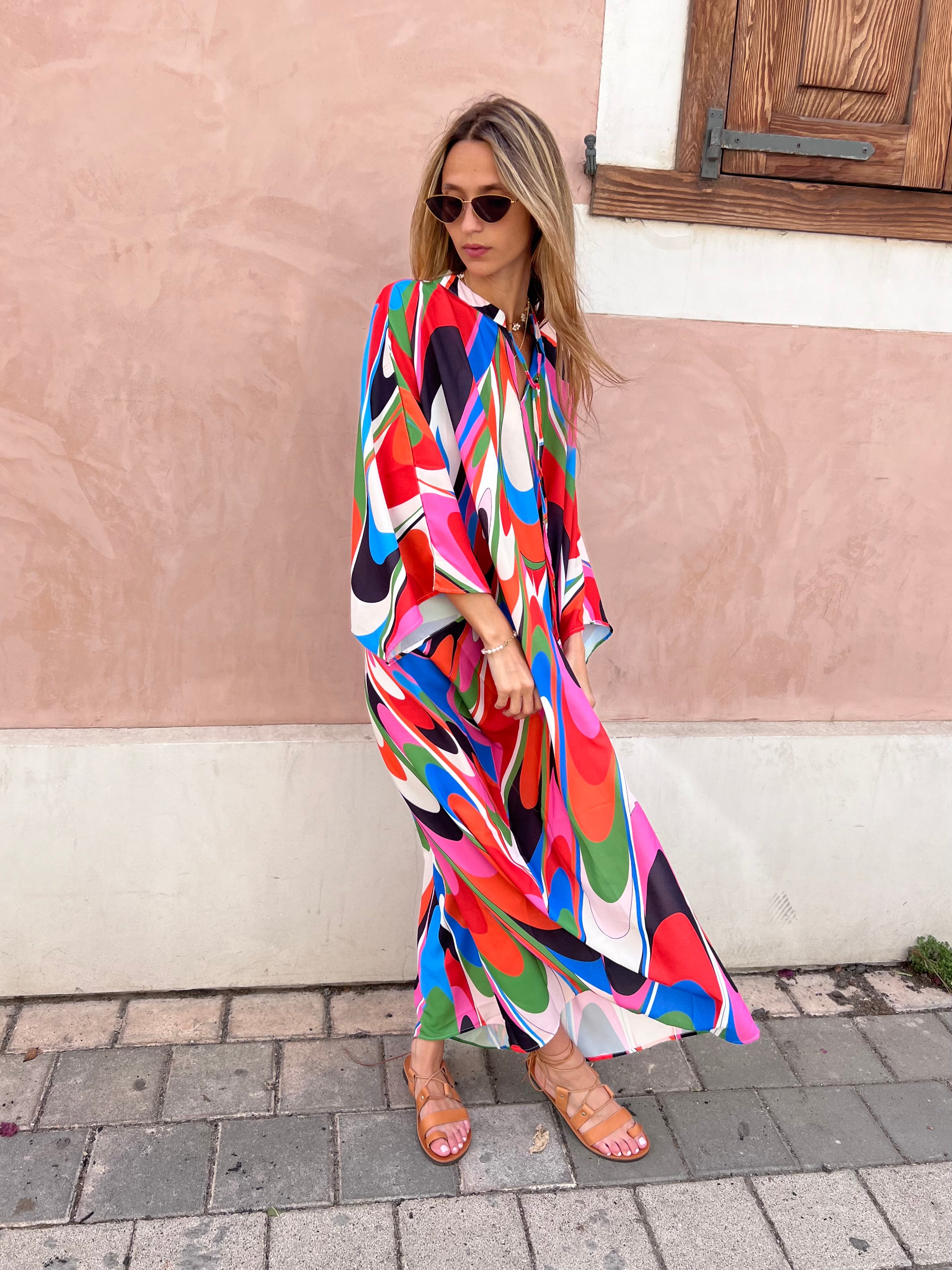 שמלת גלביה אלכס צבעונית