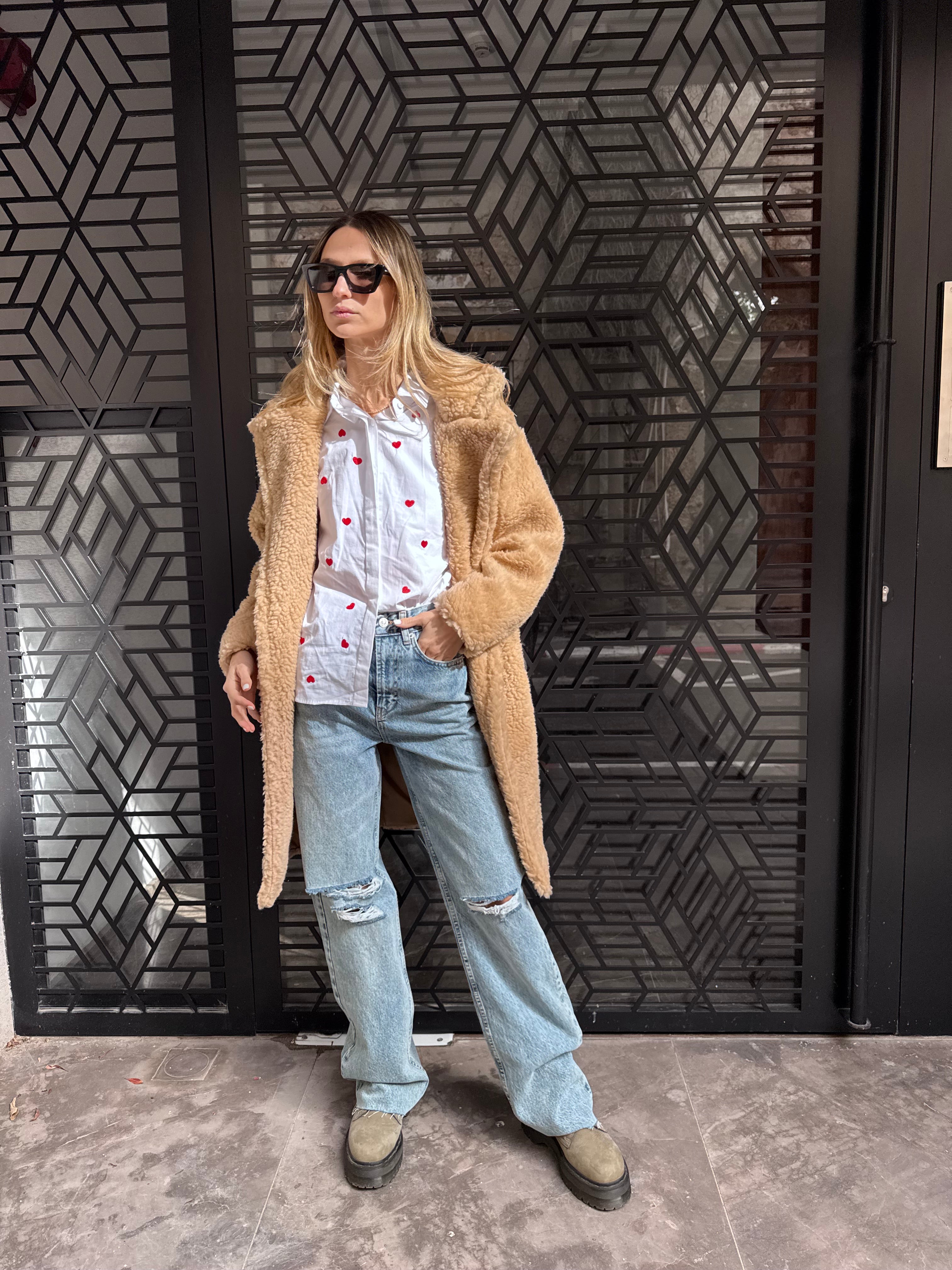 מעיל פרוותי מידי קרם