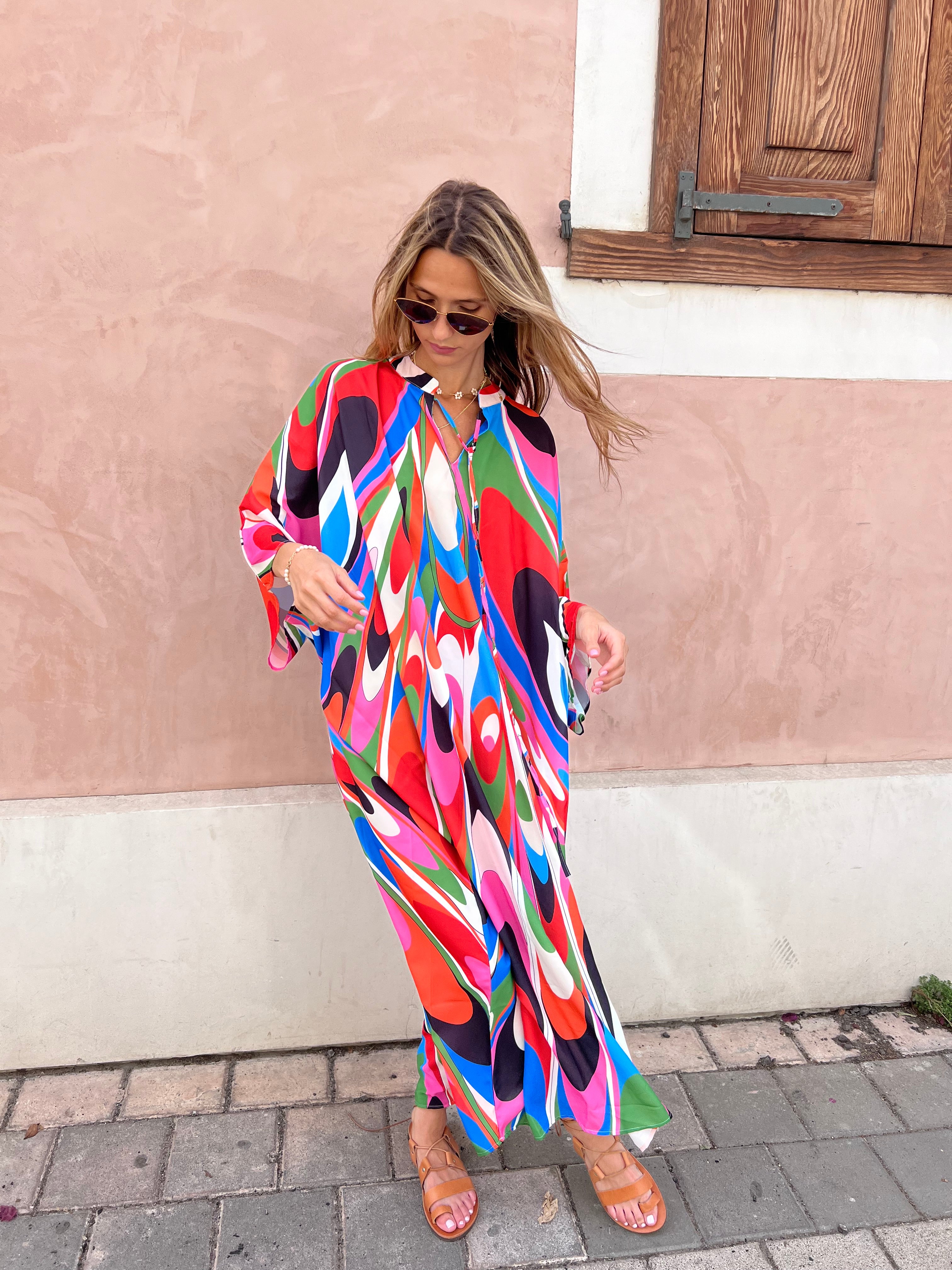 שמלת גלביה אלכס צבעונית