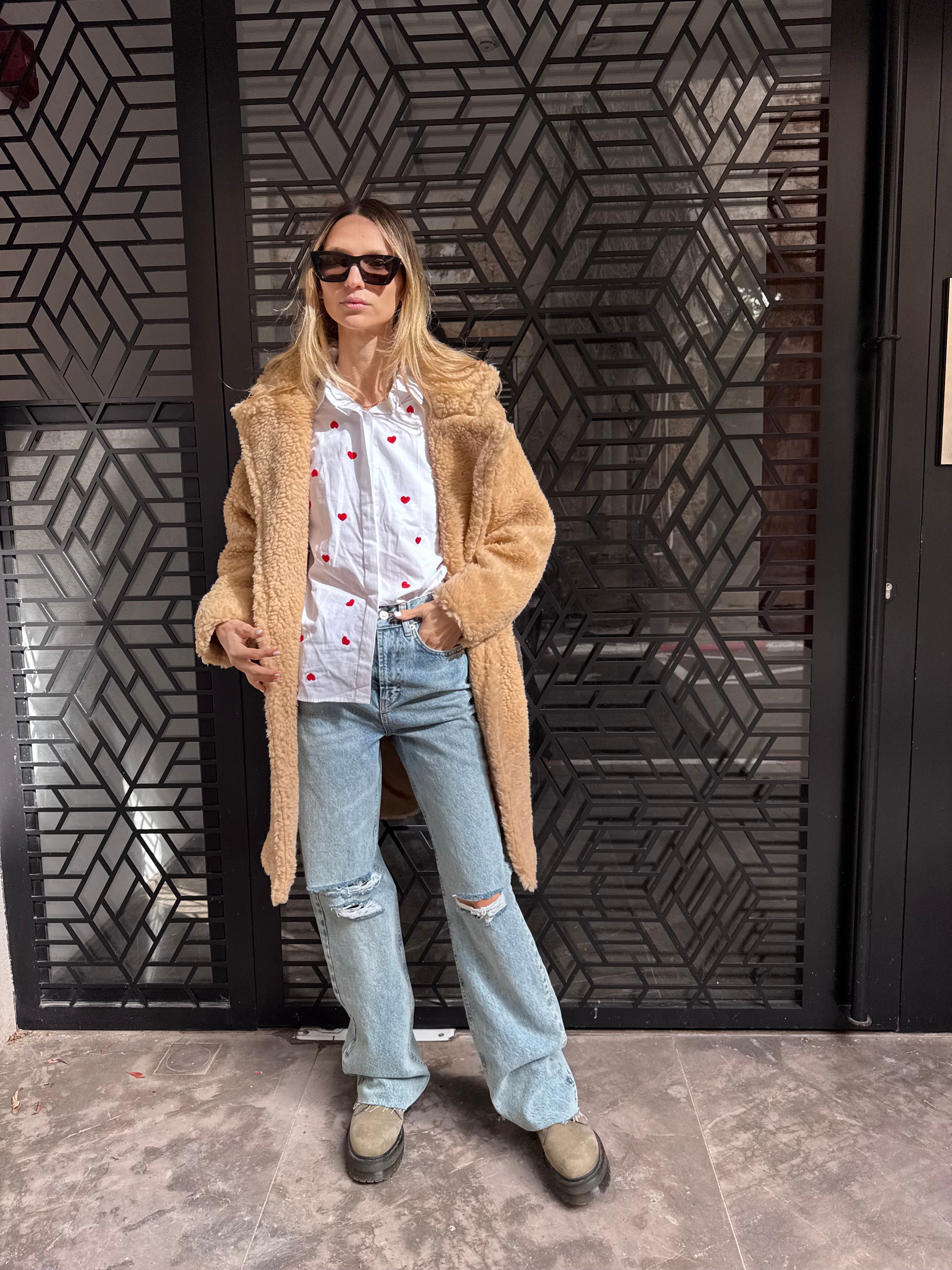 מעיל פרוותי מידי קרם