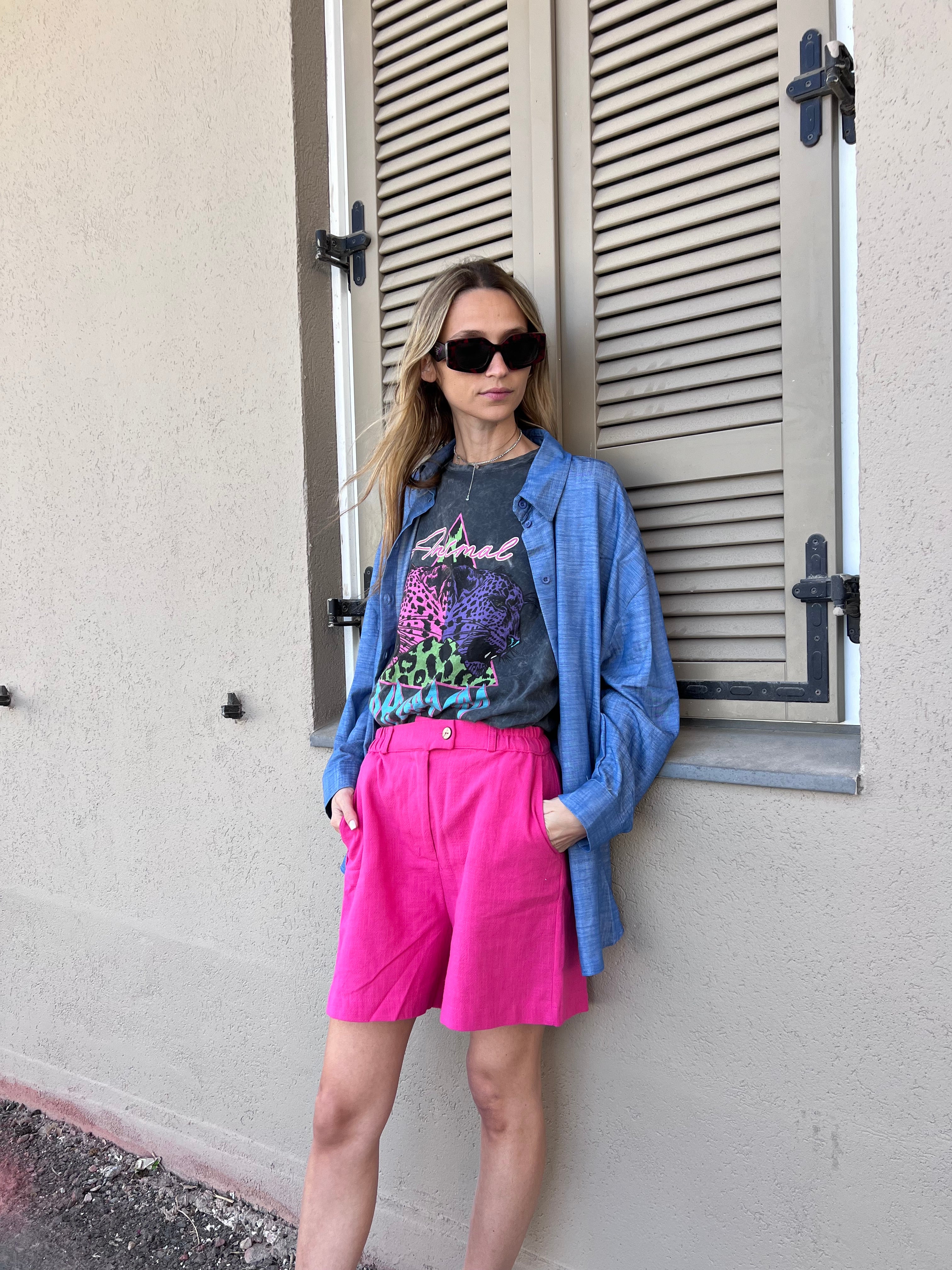 מכנס פשתן תמרי ורוד