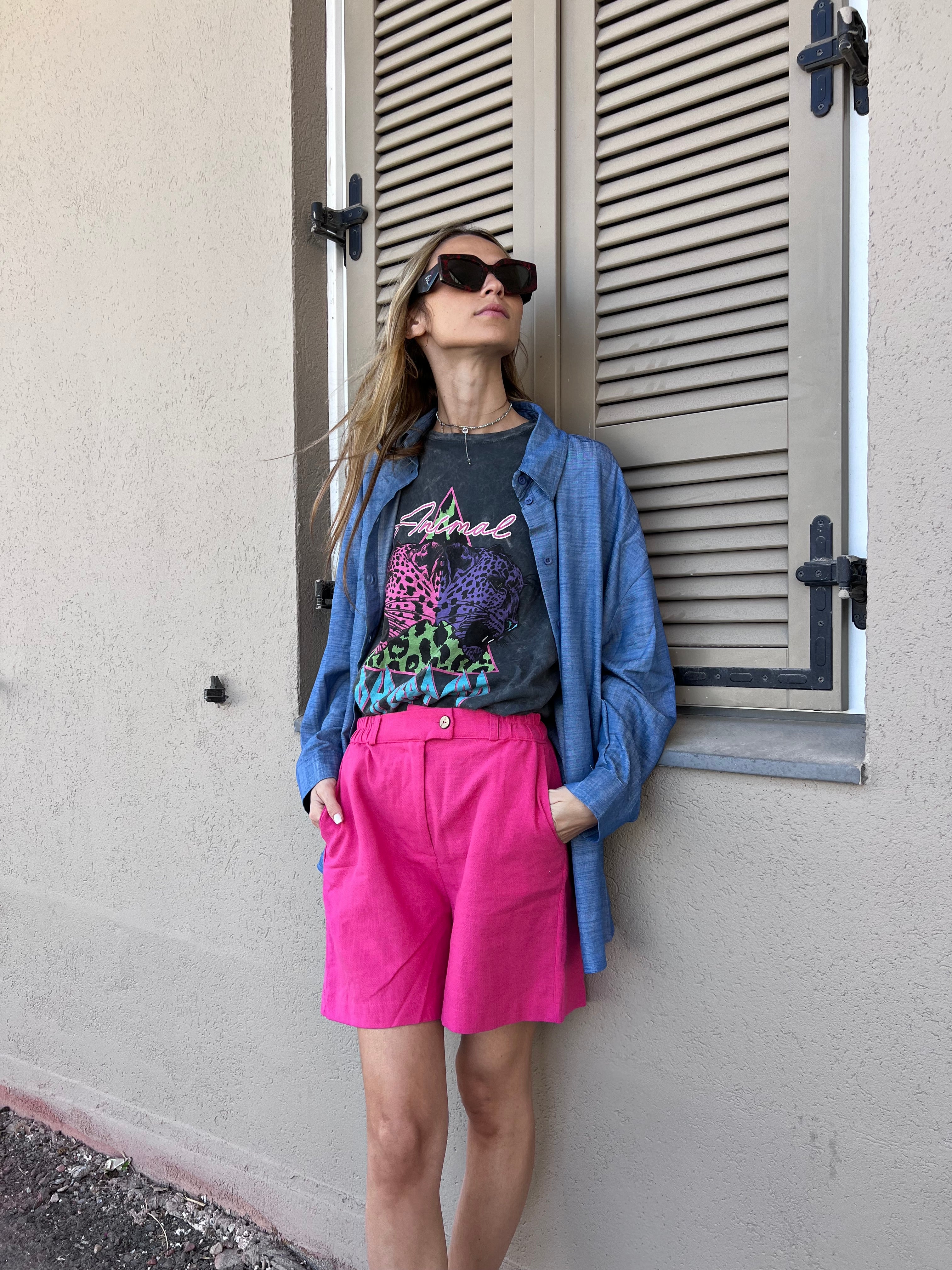 מכנס פשתן תמרי ורוד