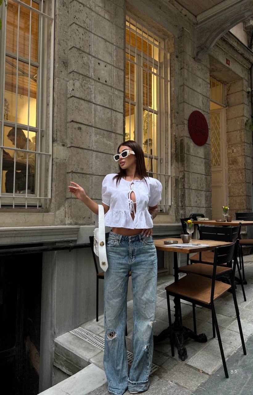 טופ קשירות לימה לבן