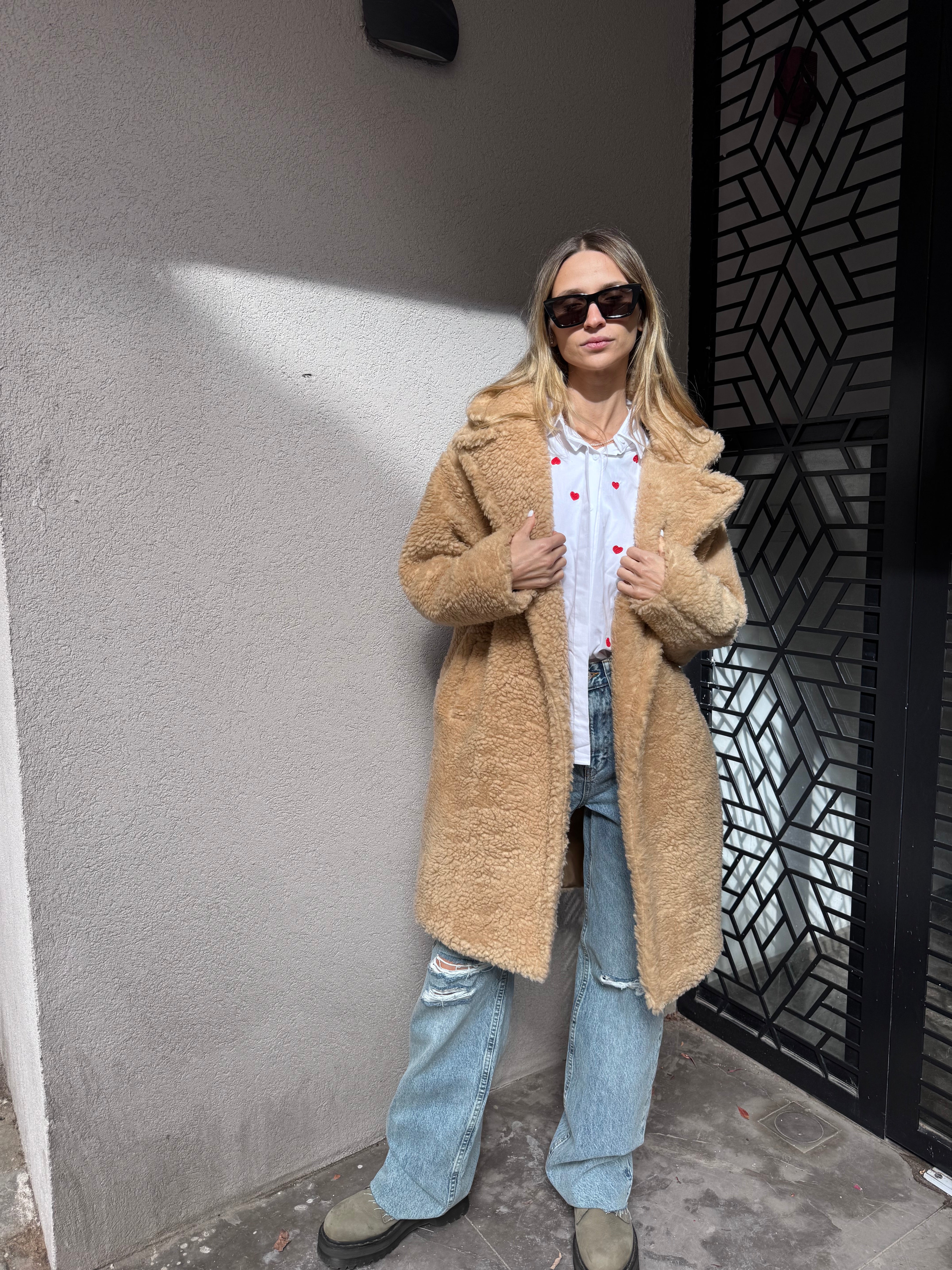 מעיל פרוותי מידי קרם