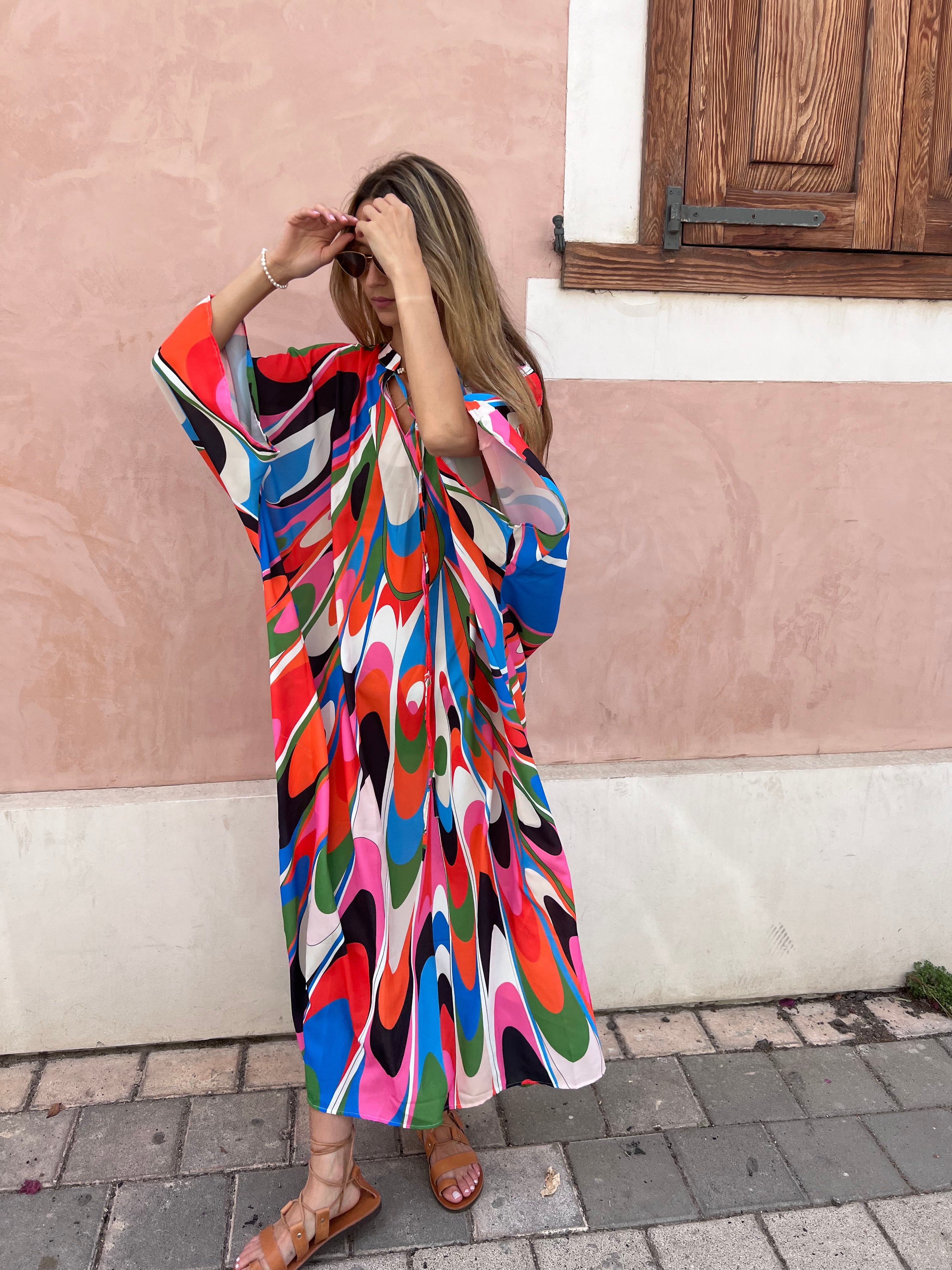 שמלת גלביה אלכס צבעונית