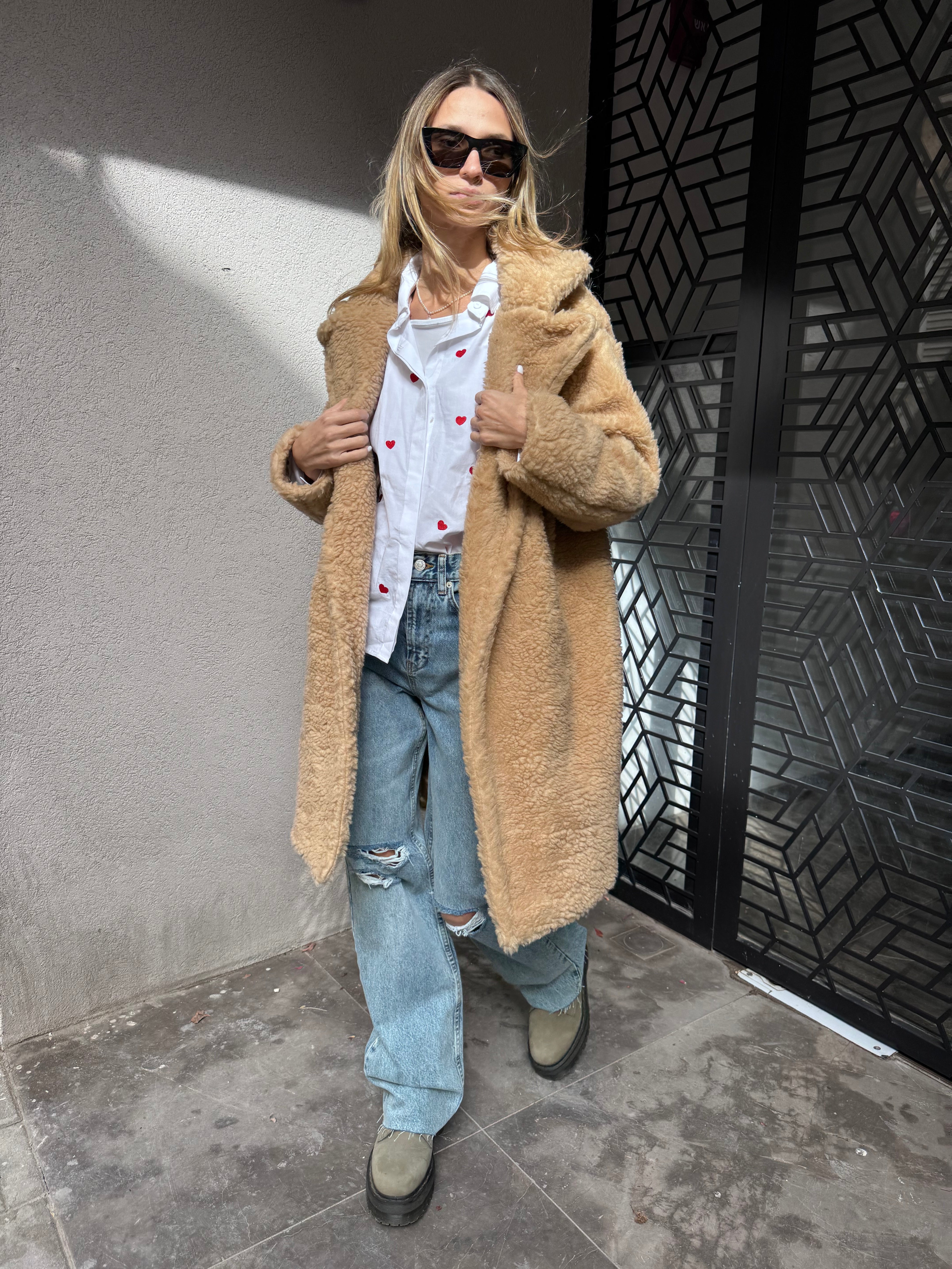 מעיל פרוותי מידי קרם