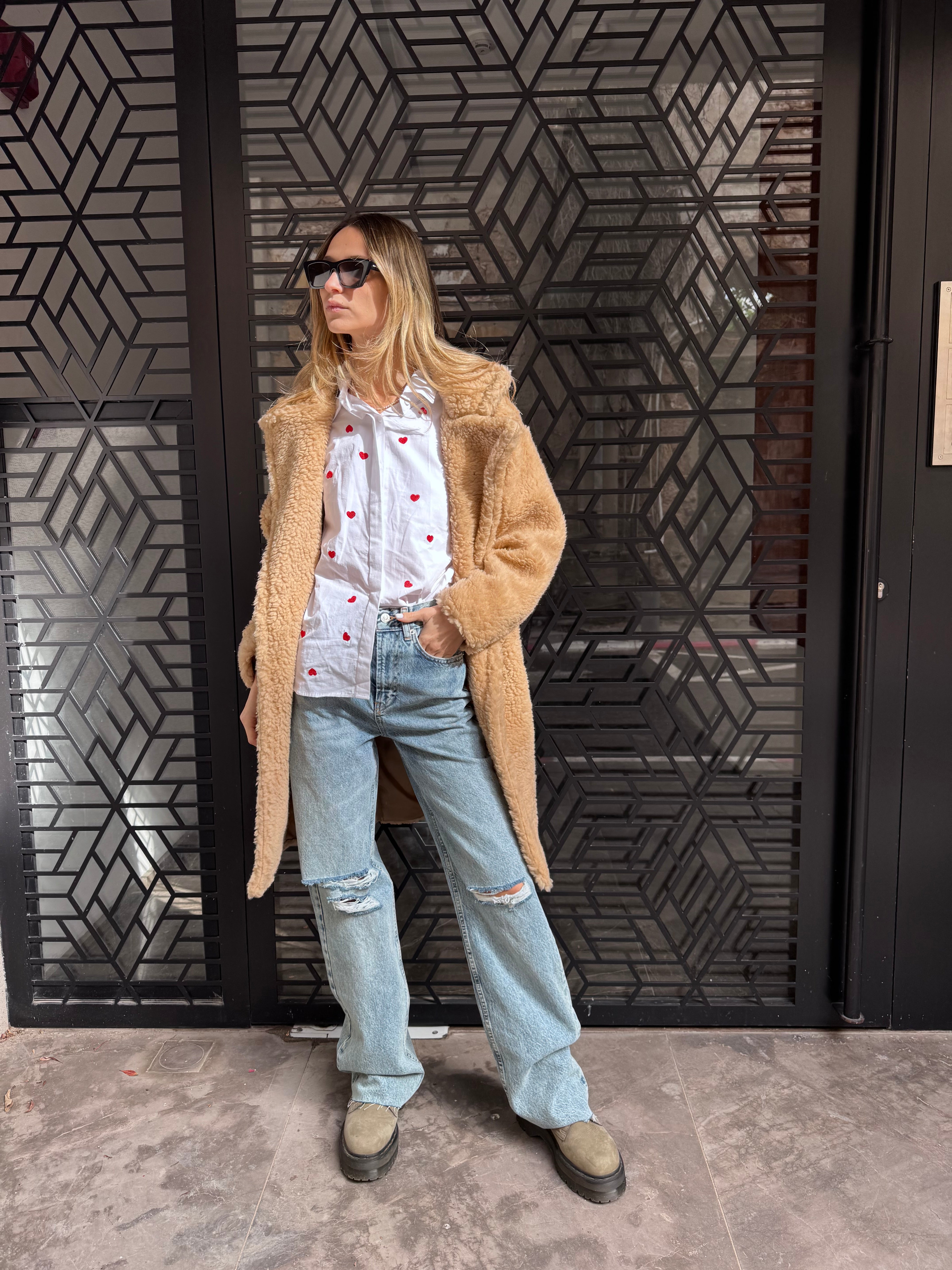 מעיל פרוותי מידי קרם