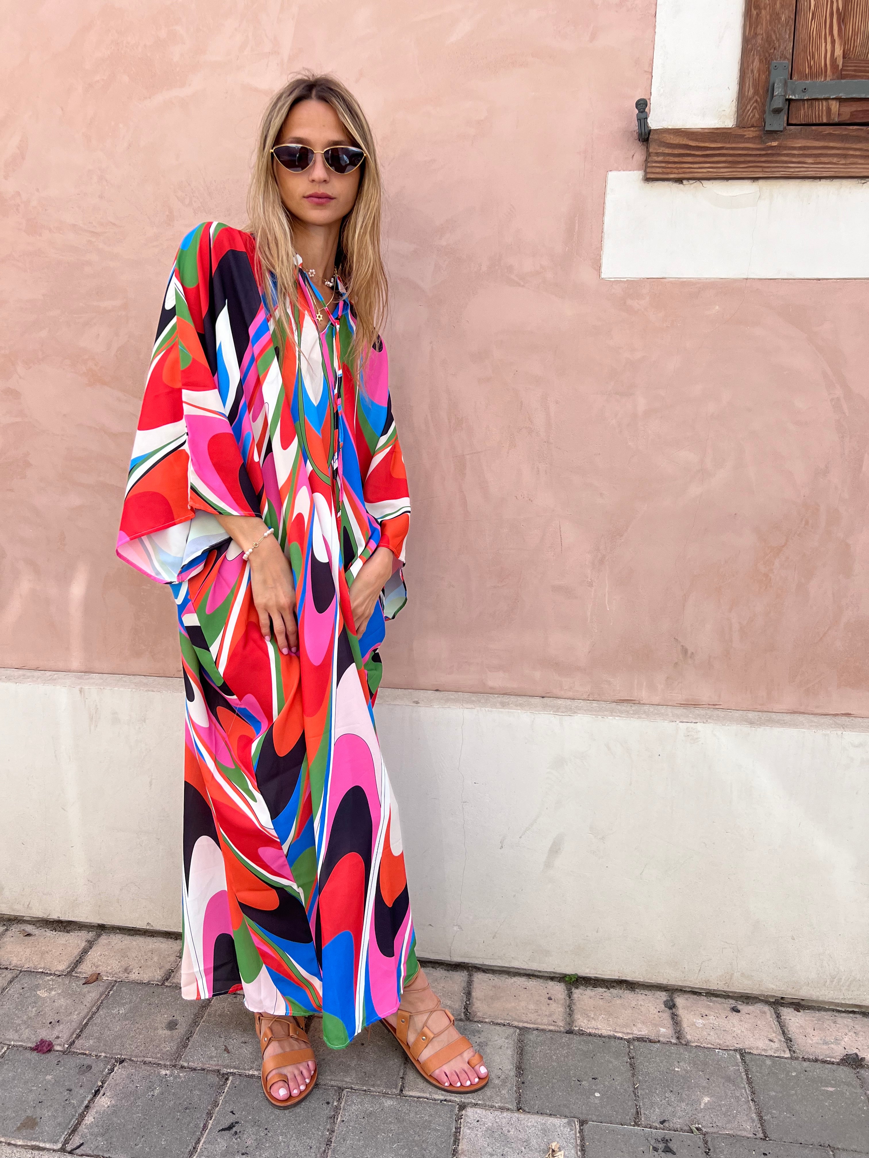 שמלת גלביה אלכס צבעונית