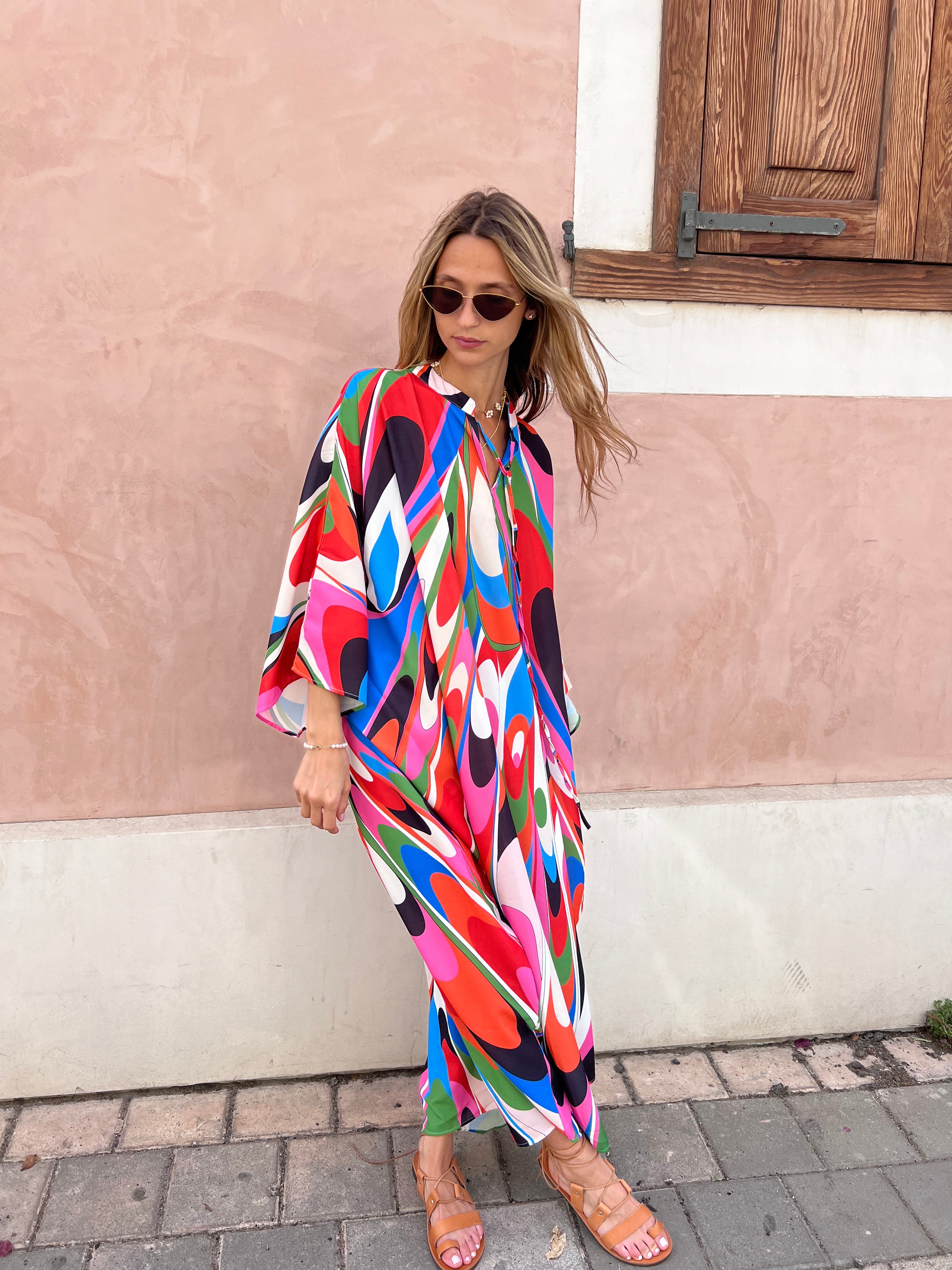 שמלת גלביה אלכס צבעונית