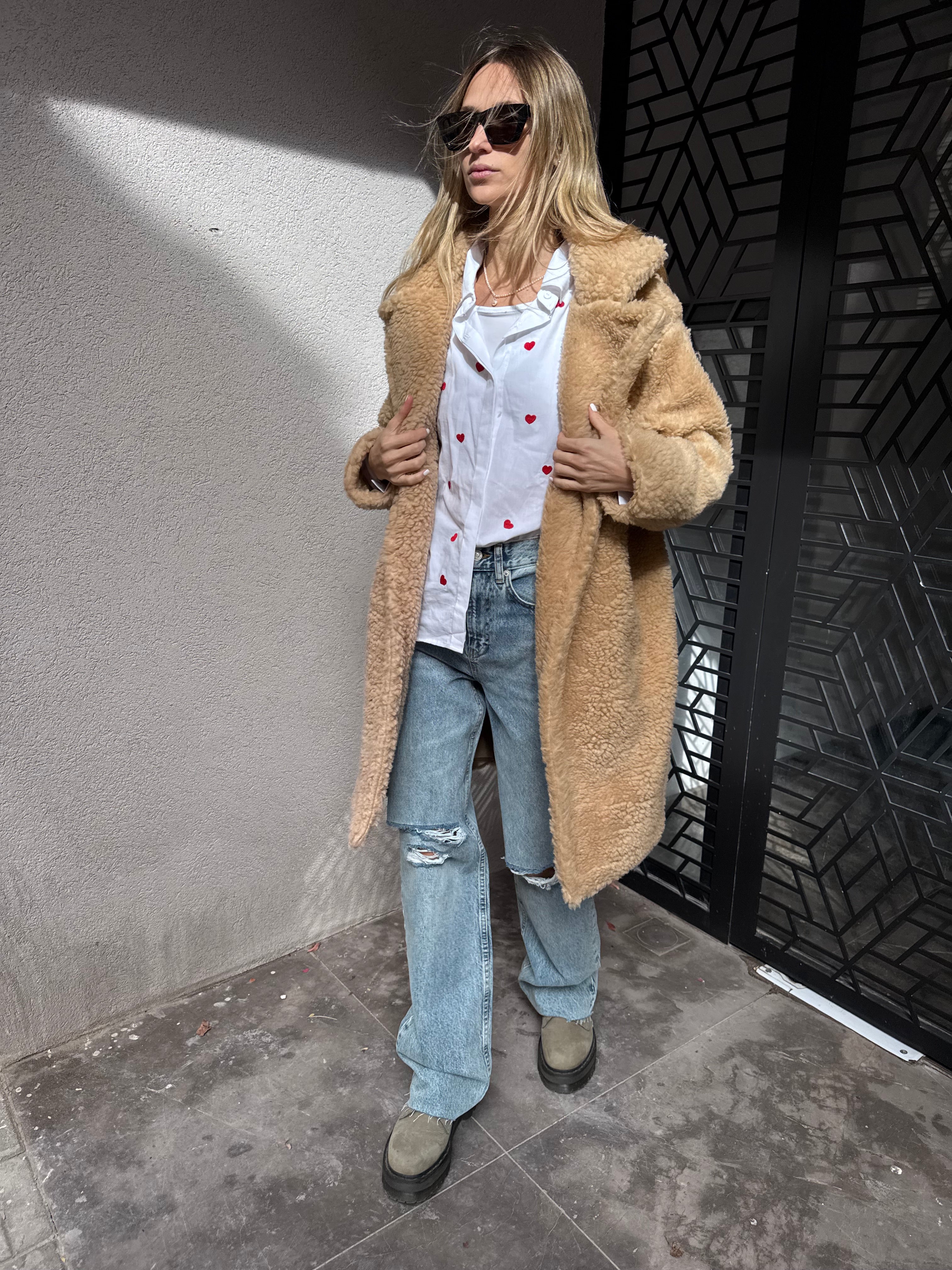 מעיל פרוותי מידי קרם