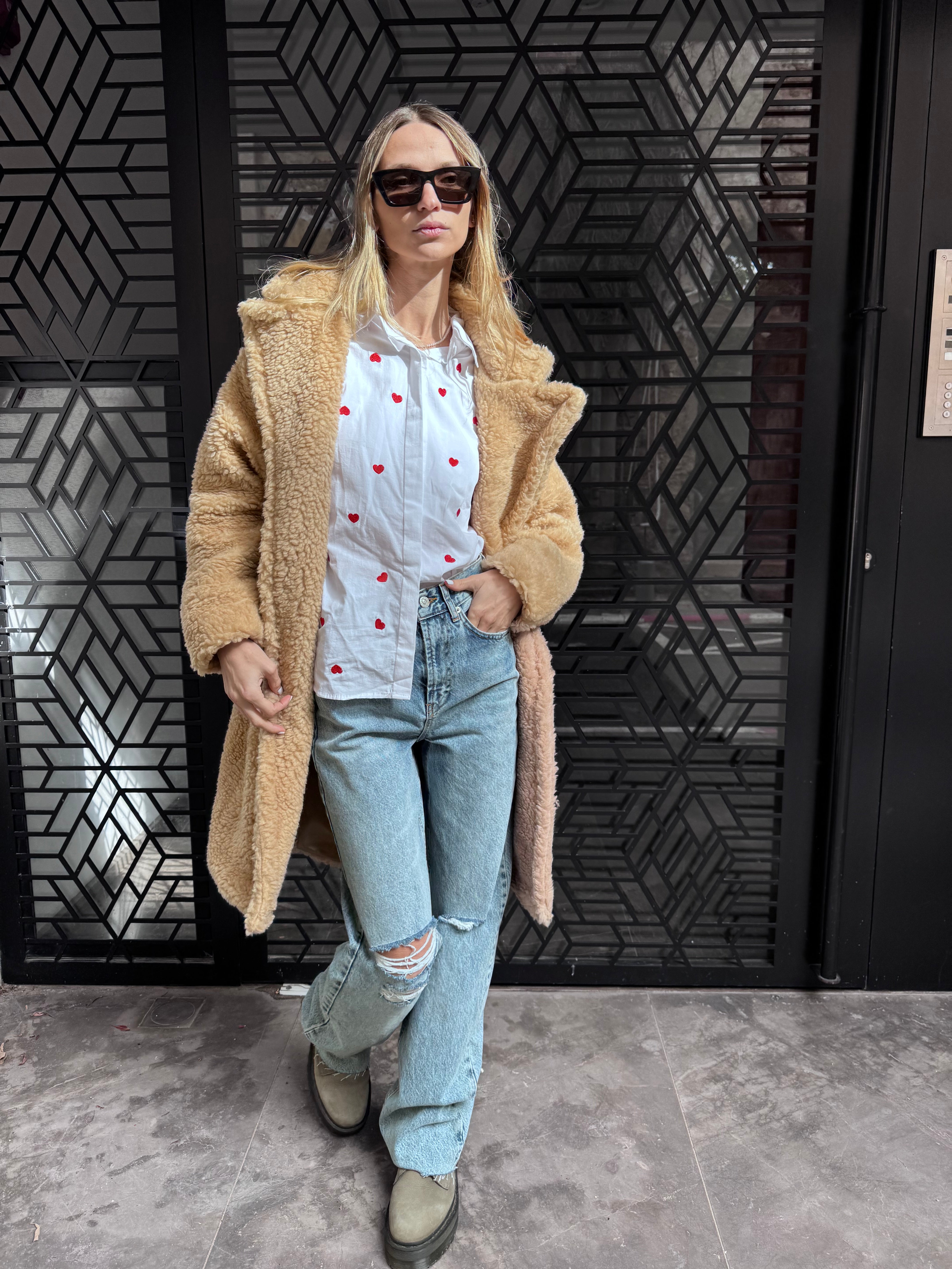 מעיל פרוותי מידי קרם