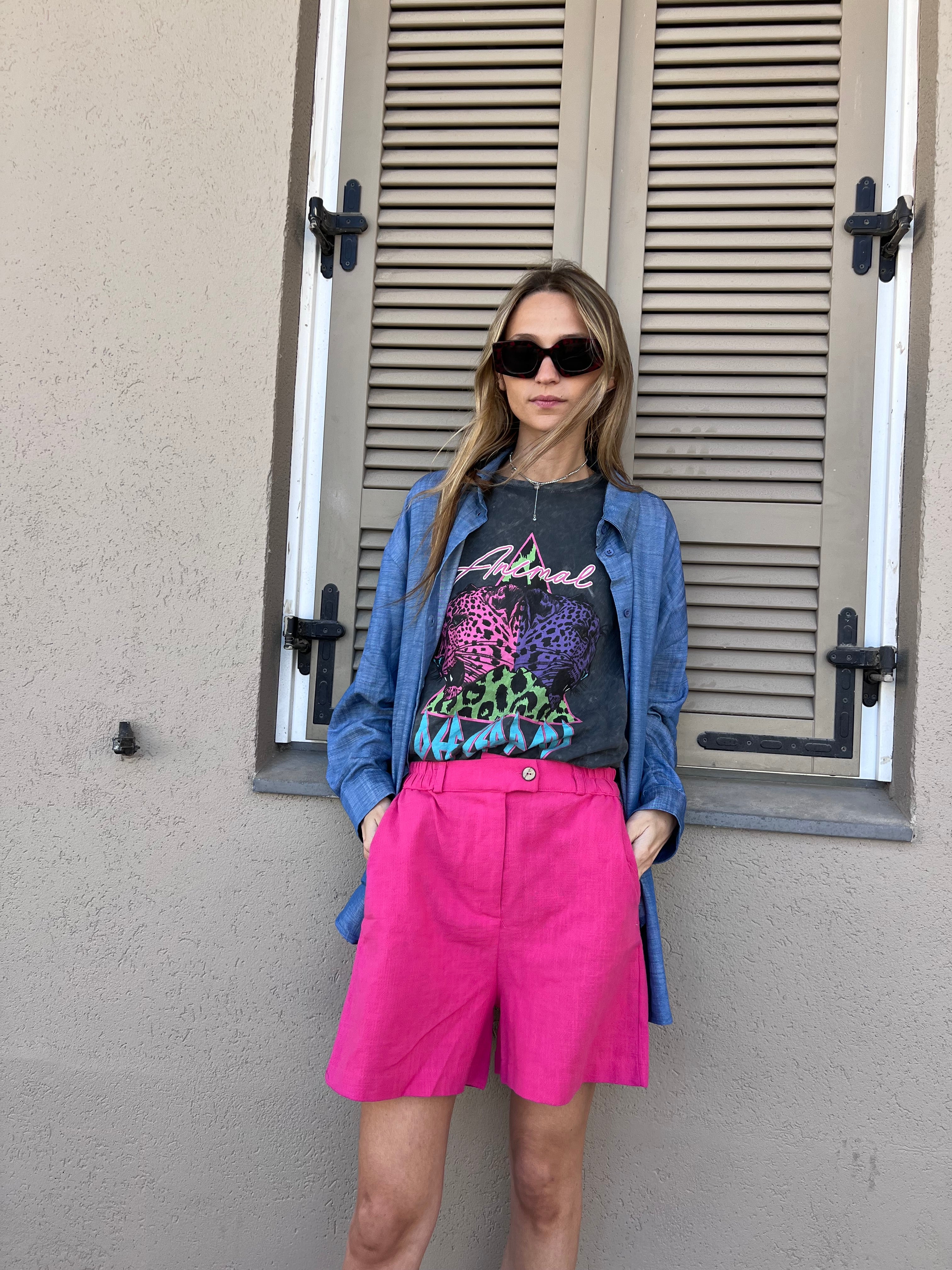 מכנס פשתן תמרי ורוד