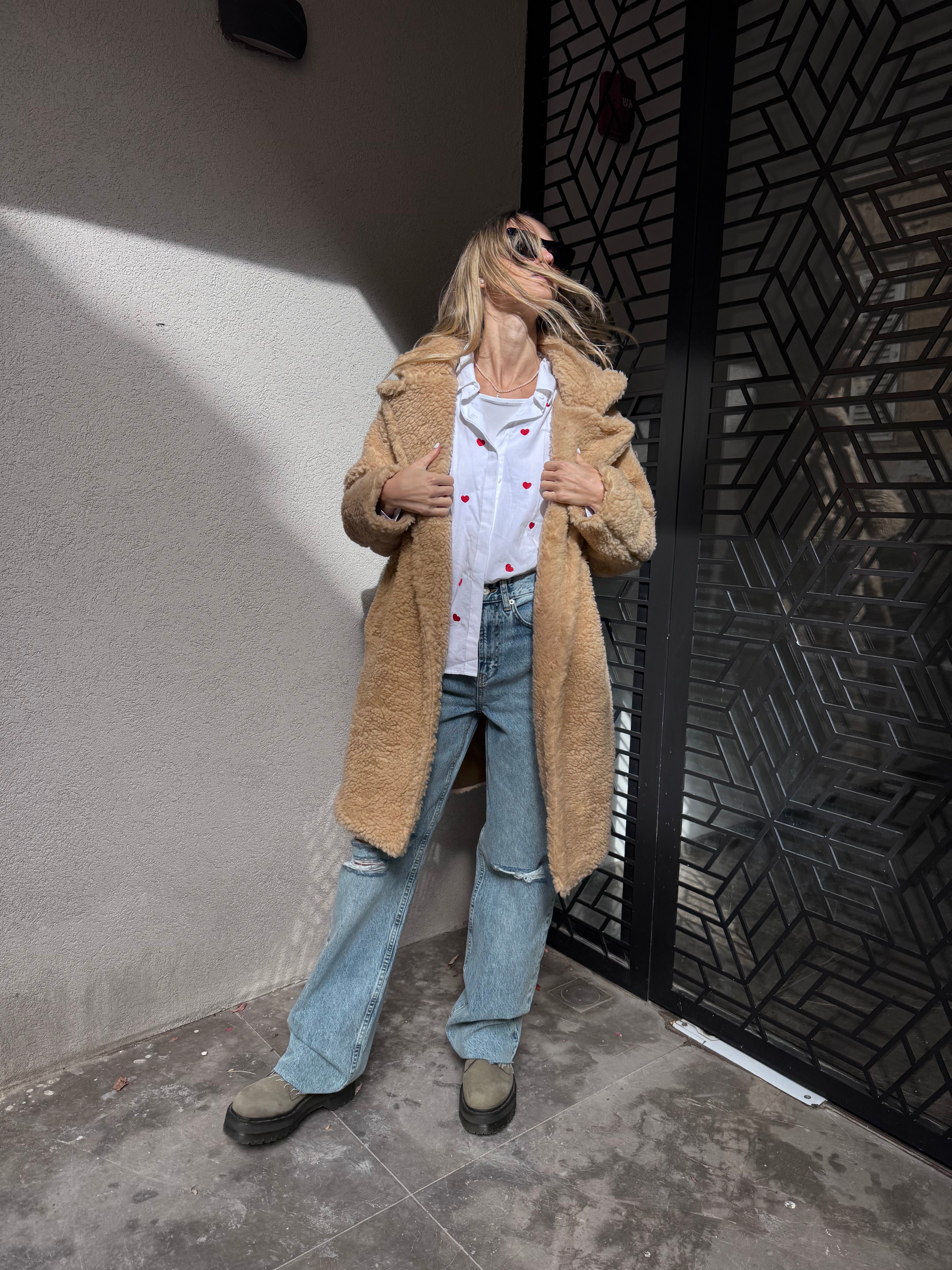 מעיל פרוותי מידי קרם