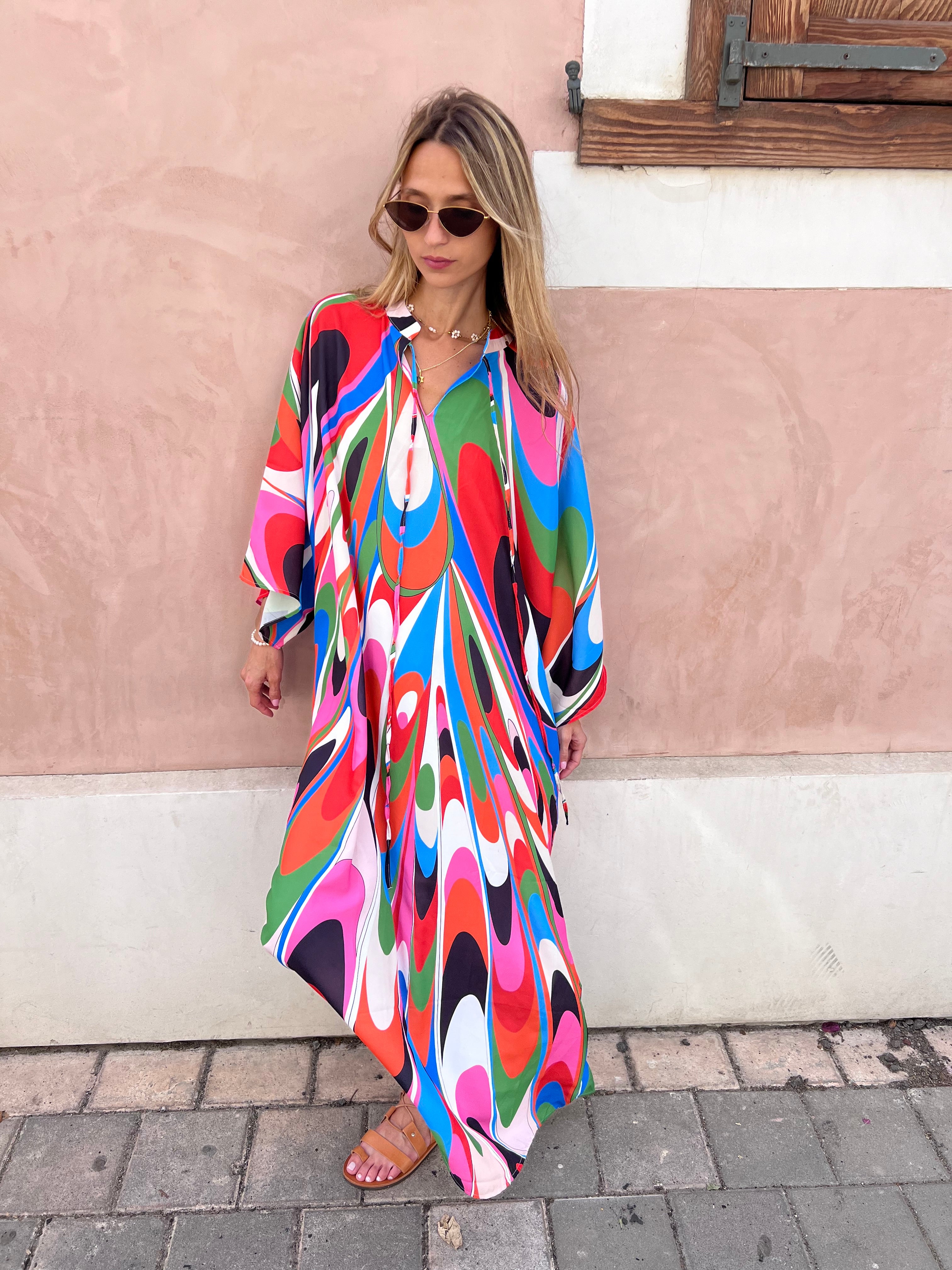 שמלת גלביה אלכס צבעונית