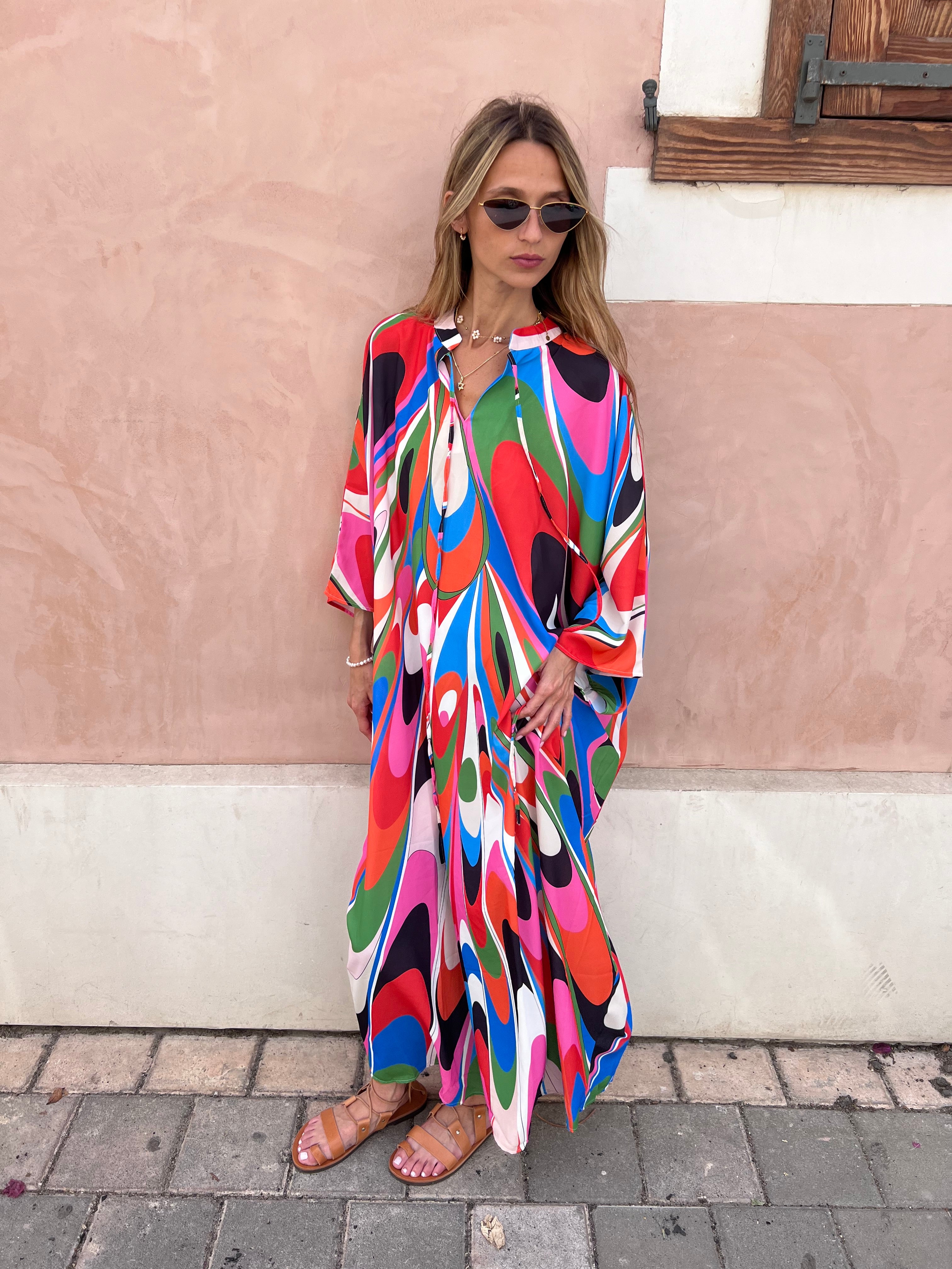 שמלת גלביה אלכס צבעונית