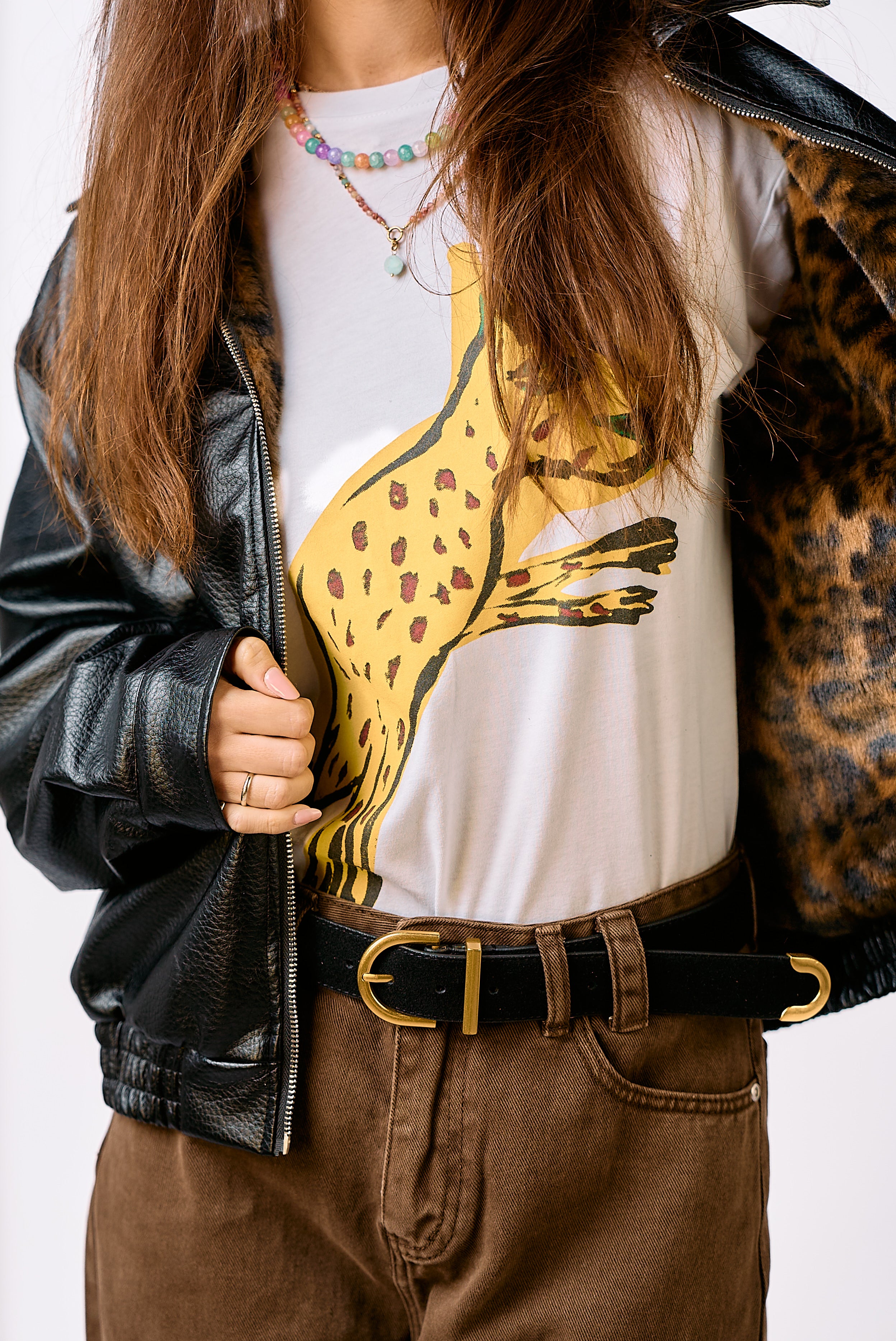 מעיל עמית עור ומנומר