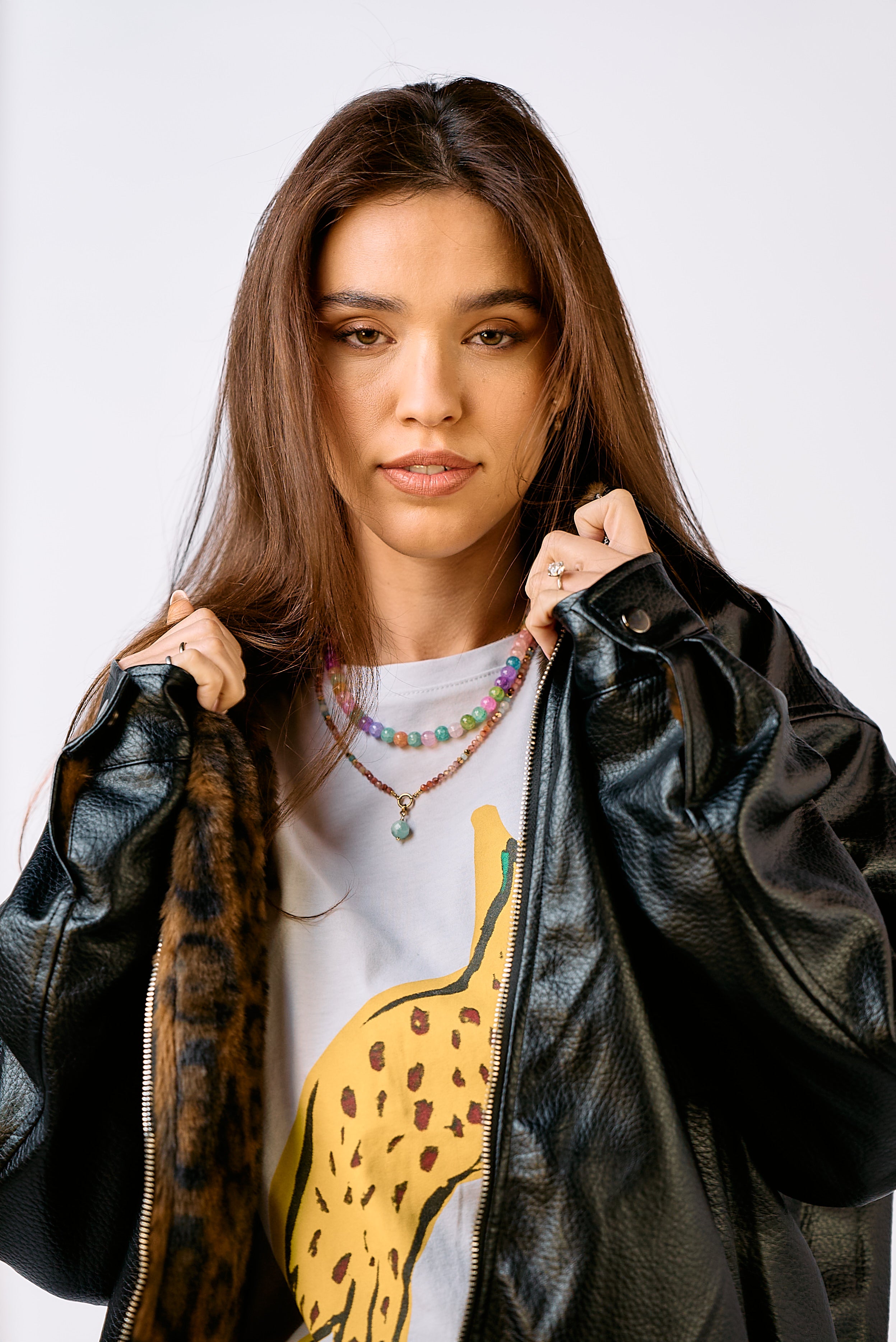 מעיל עמית עור ומנומר