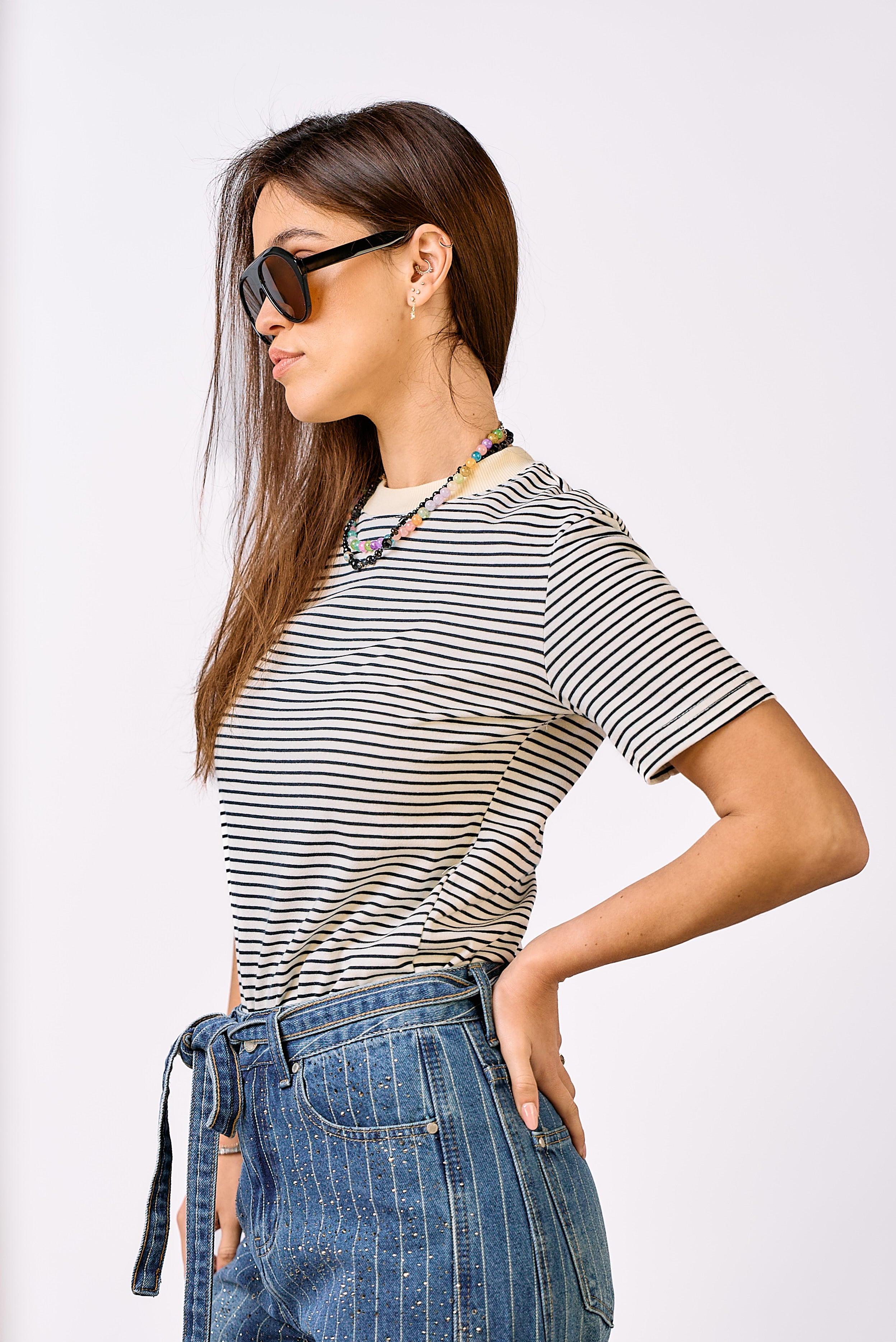 חולצת לידיה פסים לבן