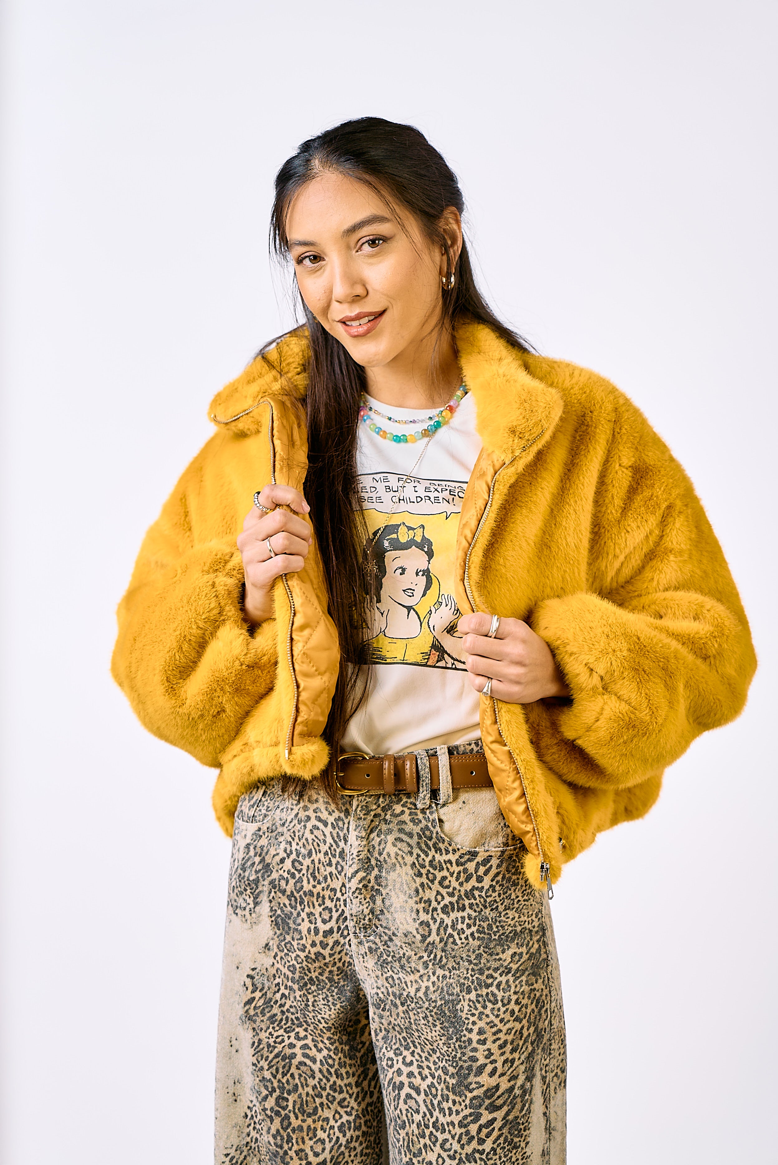 מעיל פרווה ג׳ודי צהוב