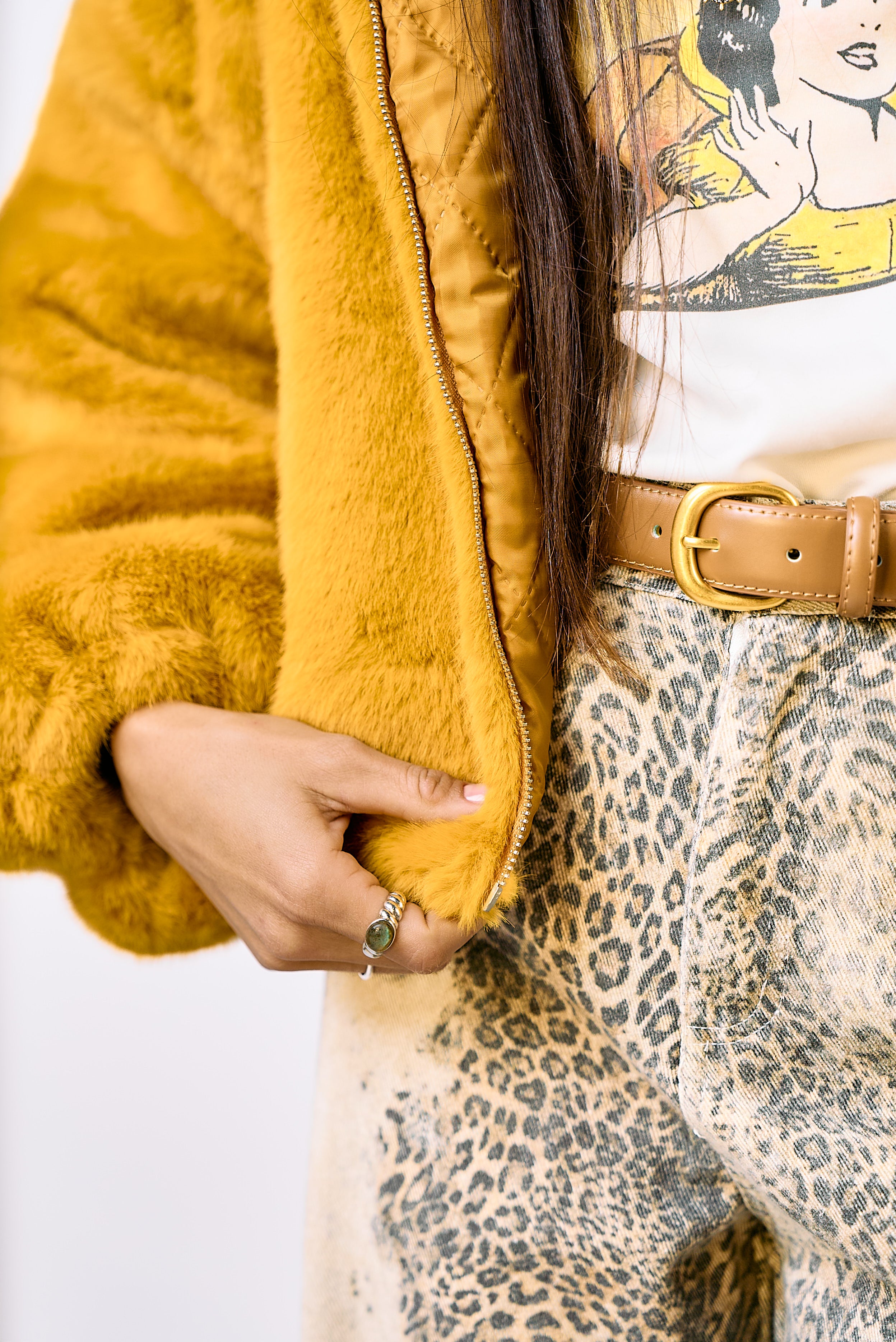 מעיל פרווה ג׳ודי צהוב