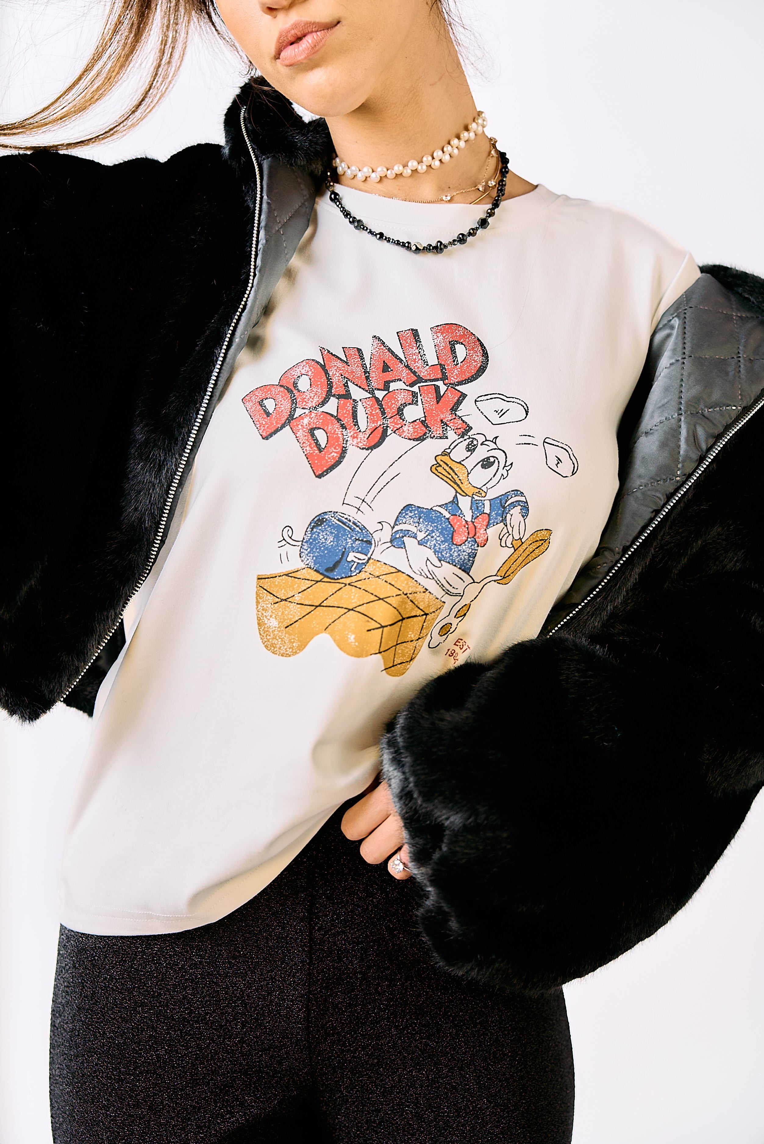 מעיל פרווה ג׳ודי שחור