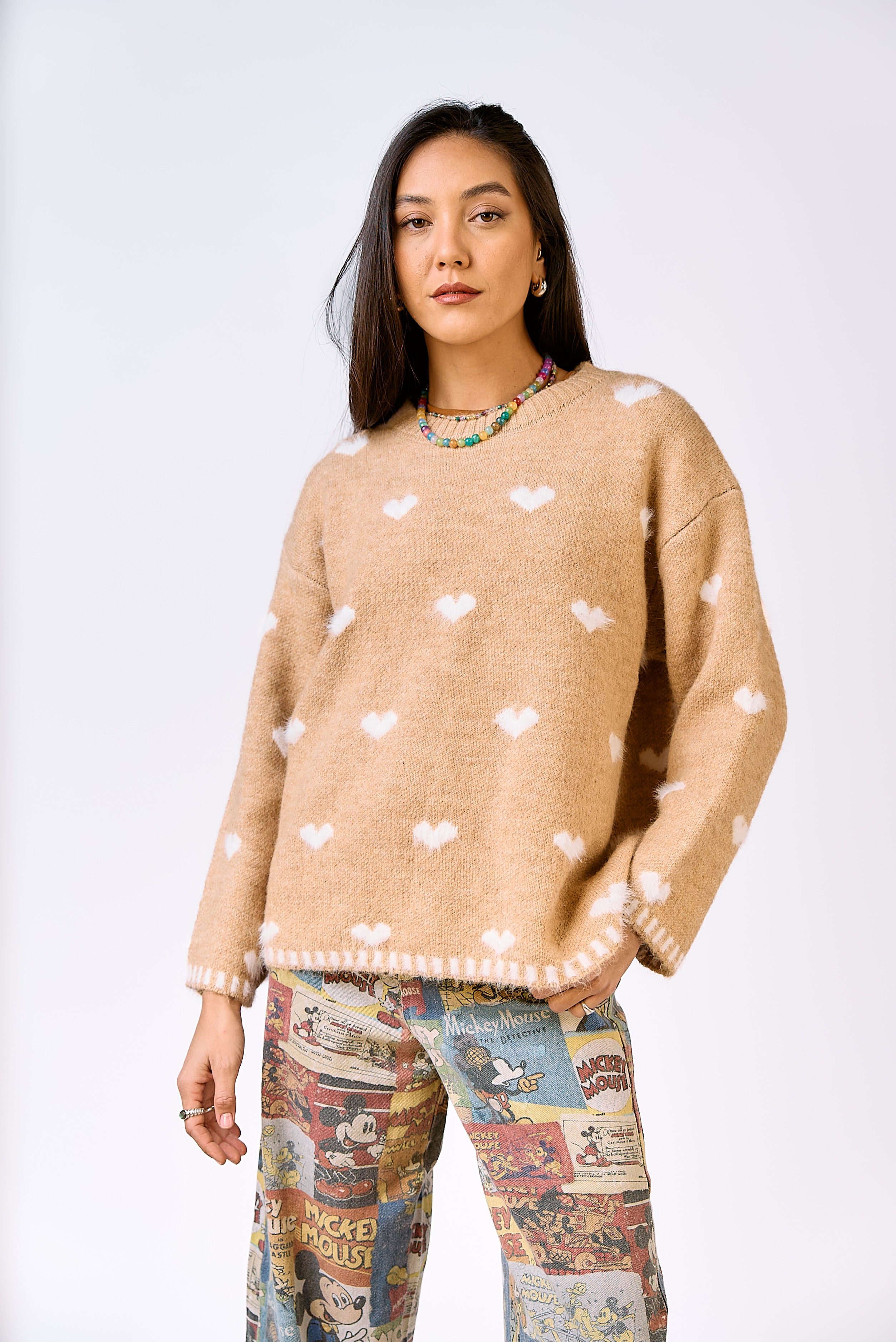 סריג לבבות קרם