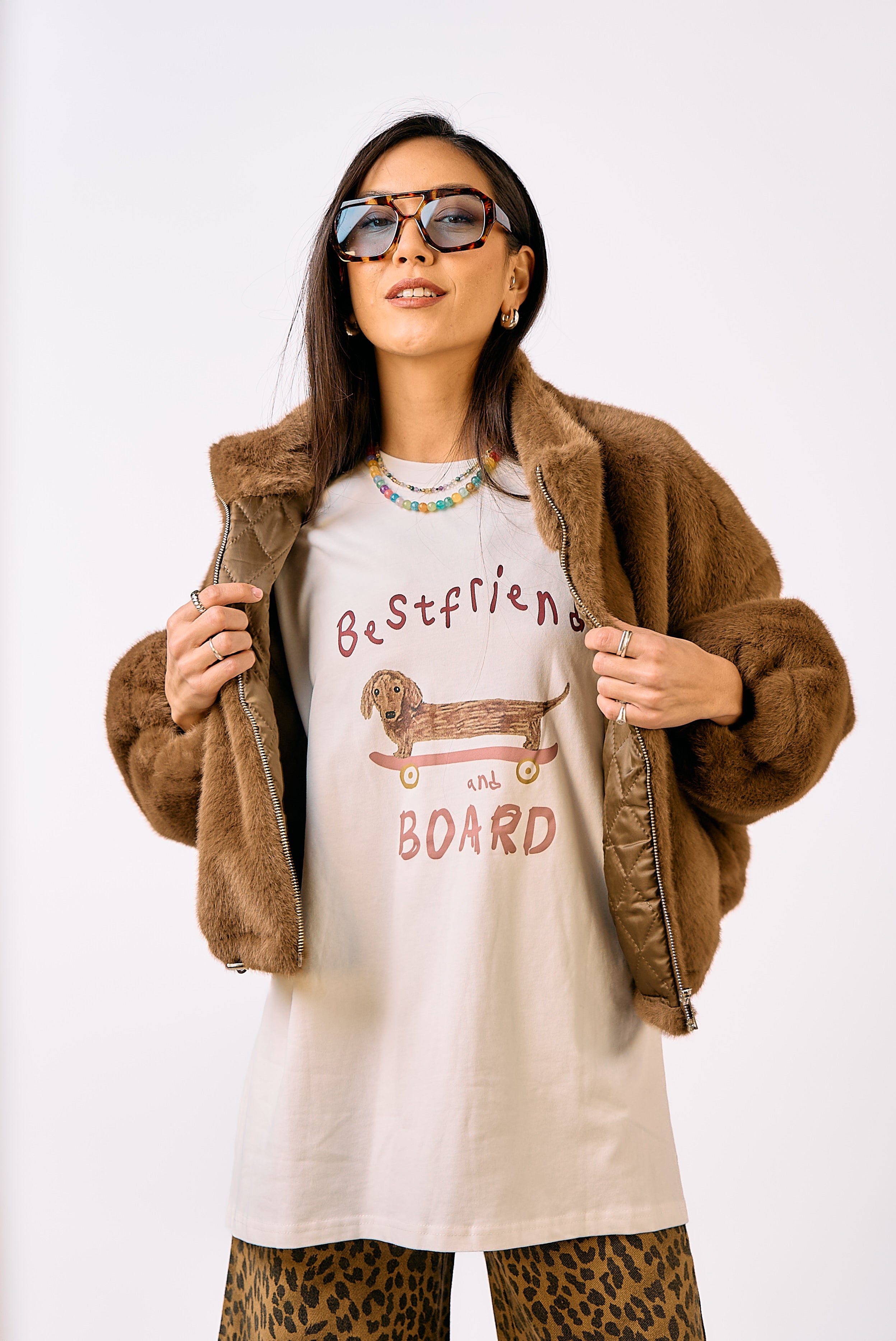 מעיל פרווה ג׳ודי חום