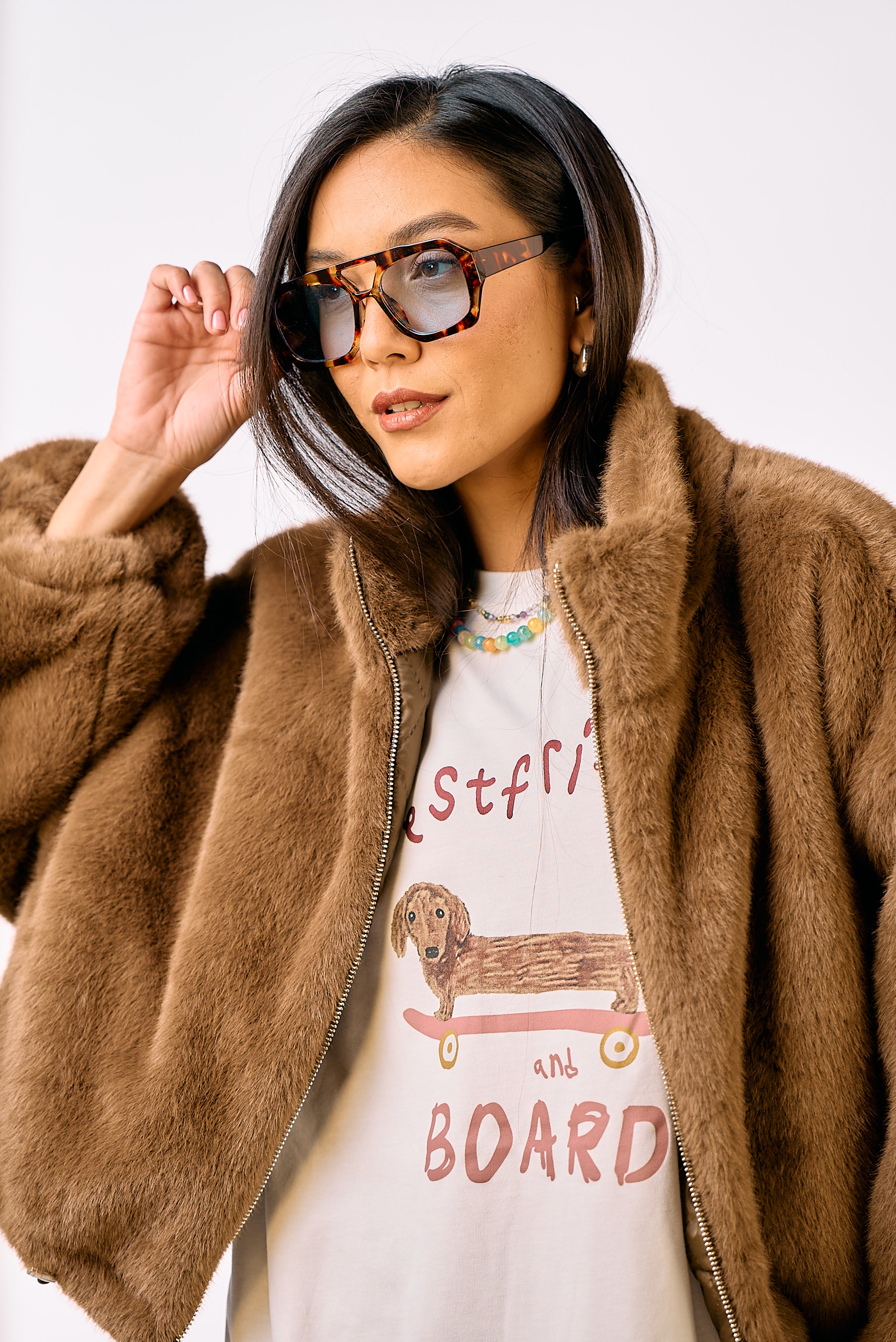 מעיל פרווה ג׳ודי חום