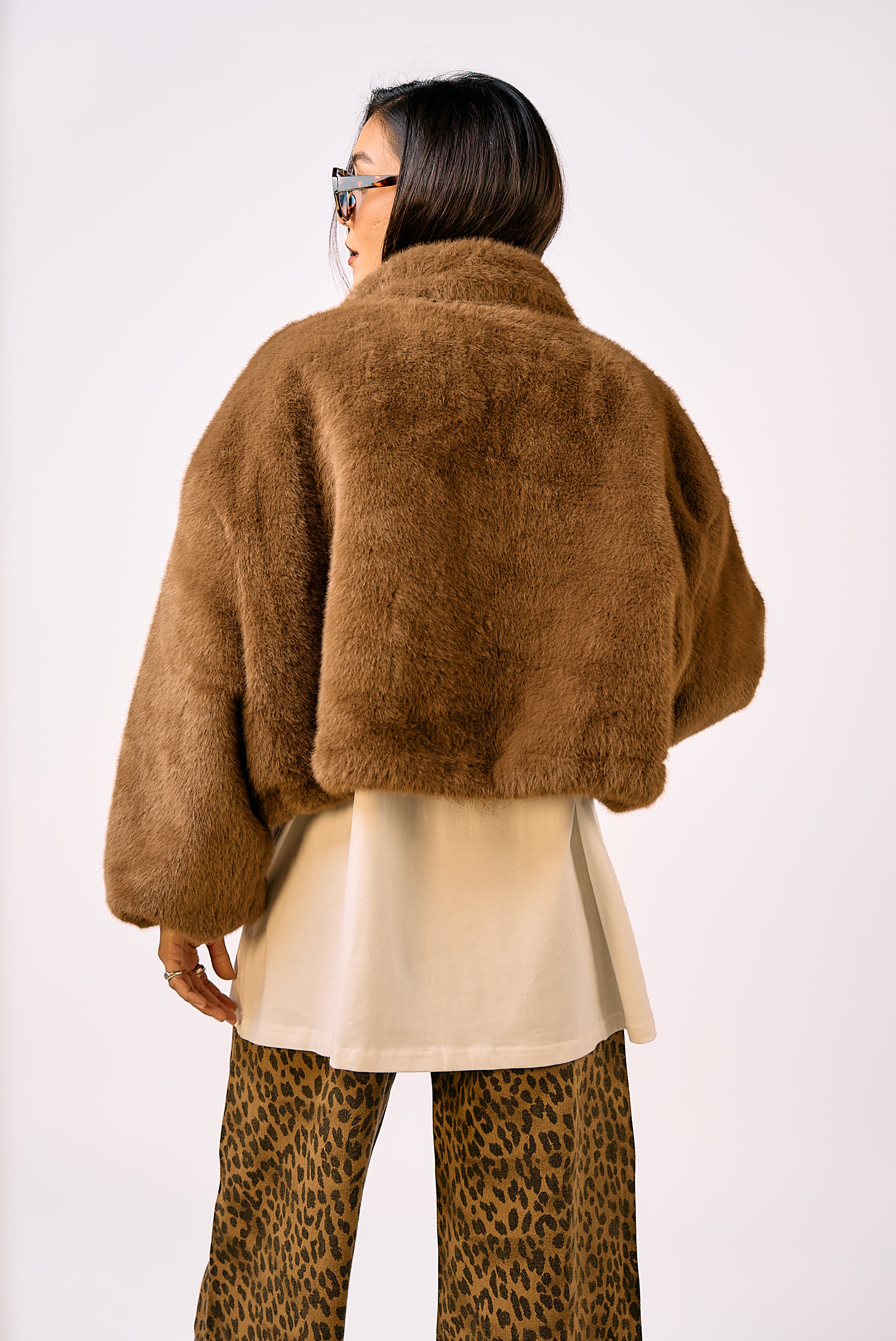 מעיל פרווה ג׳ודי חום