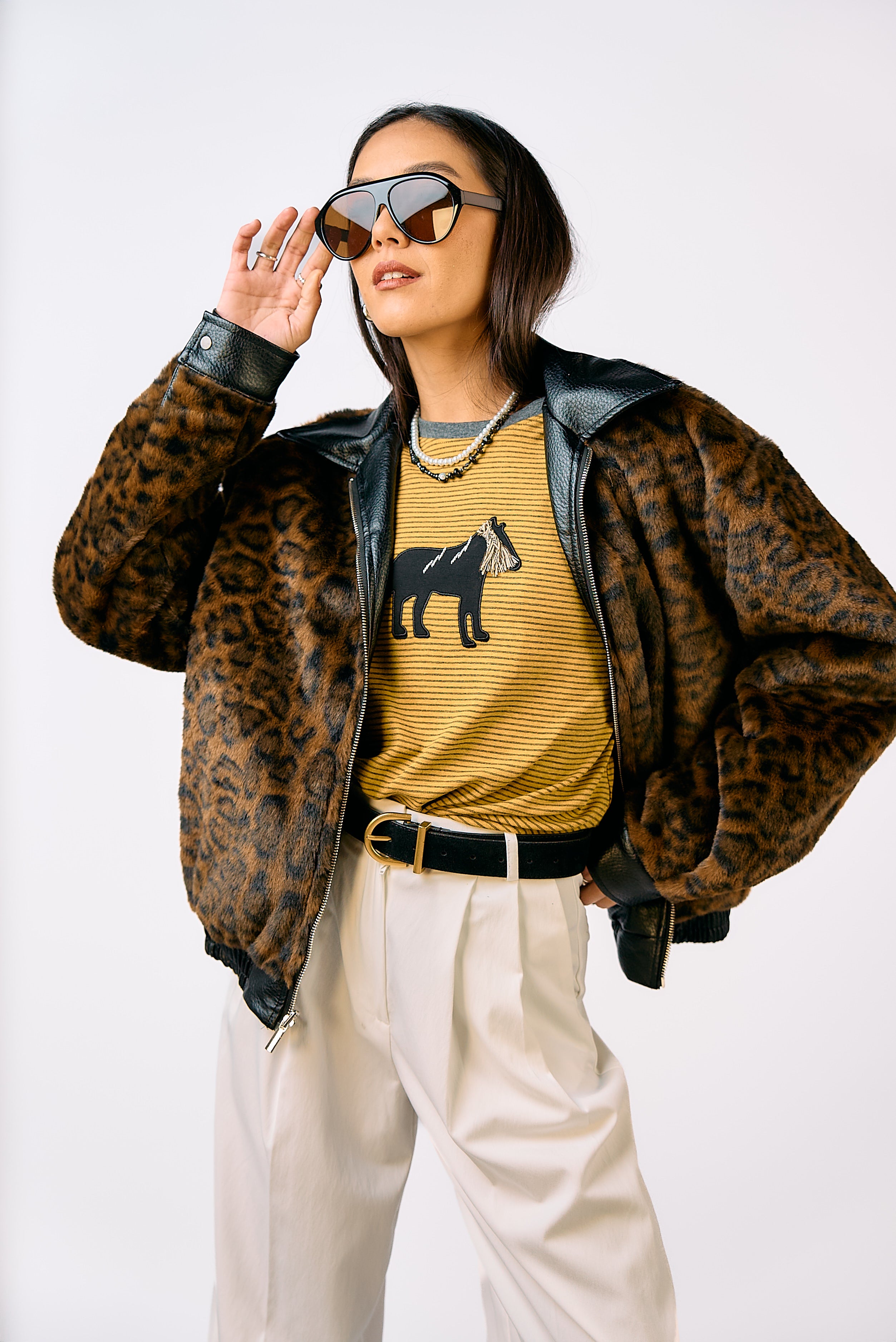 מעיל עמית עור ומנומר