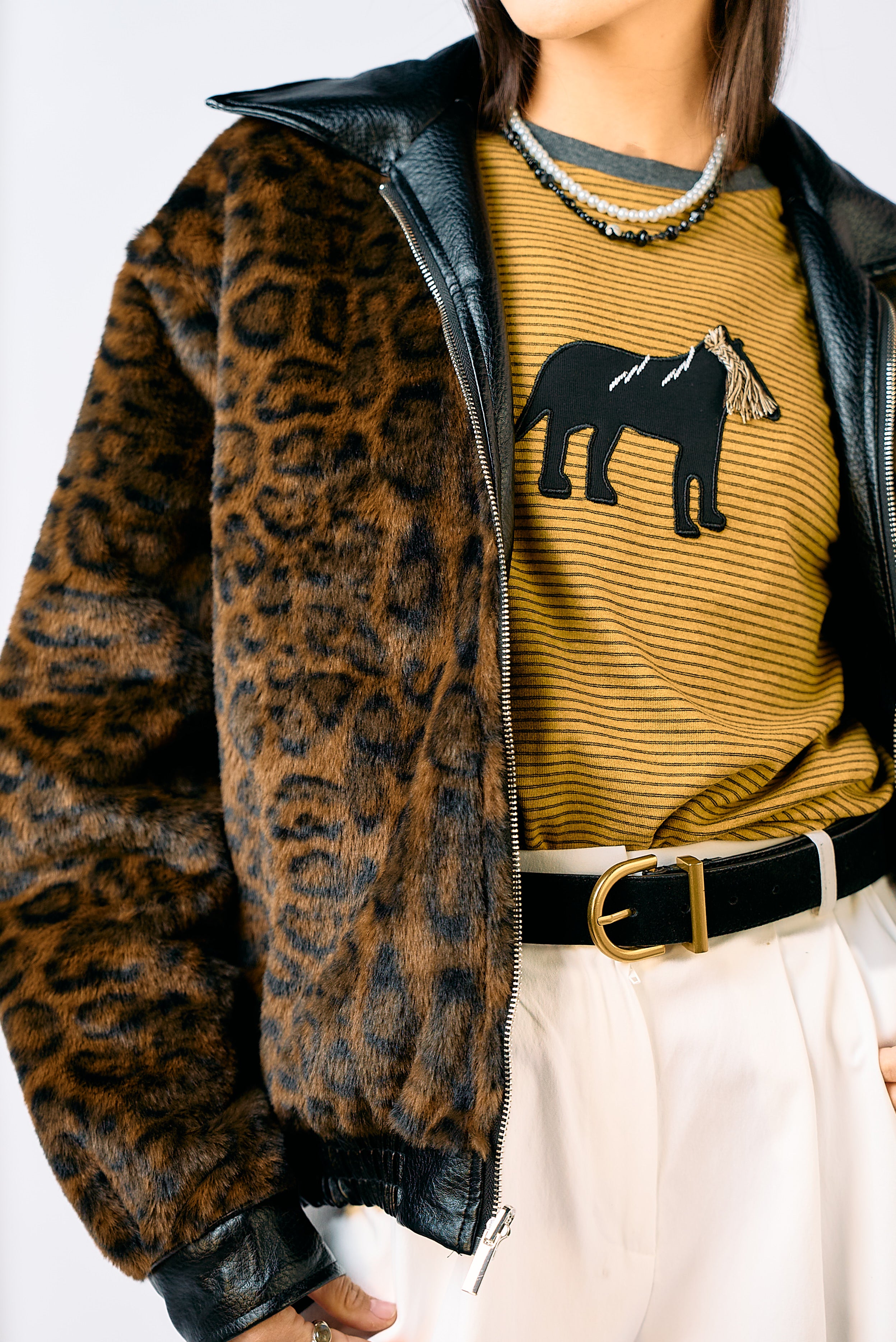 מעיל עמית עור ומנומר