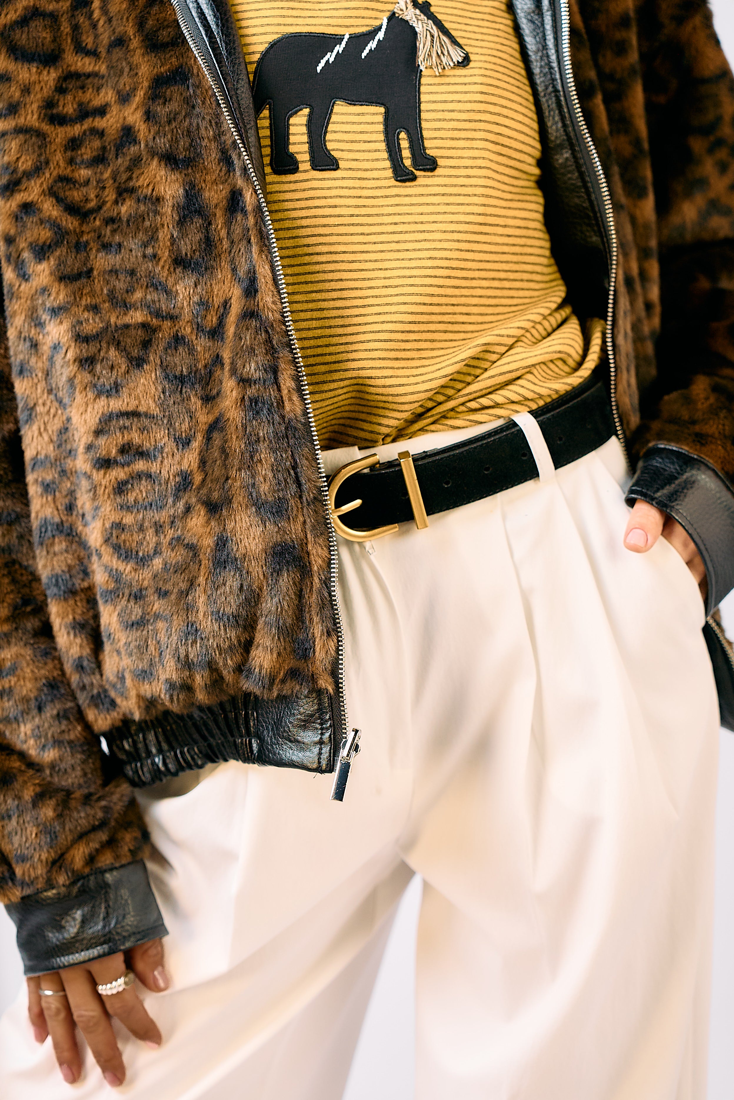 מעיל עמית עור ומנומר