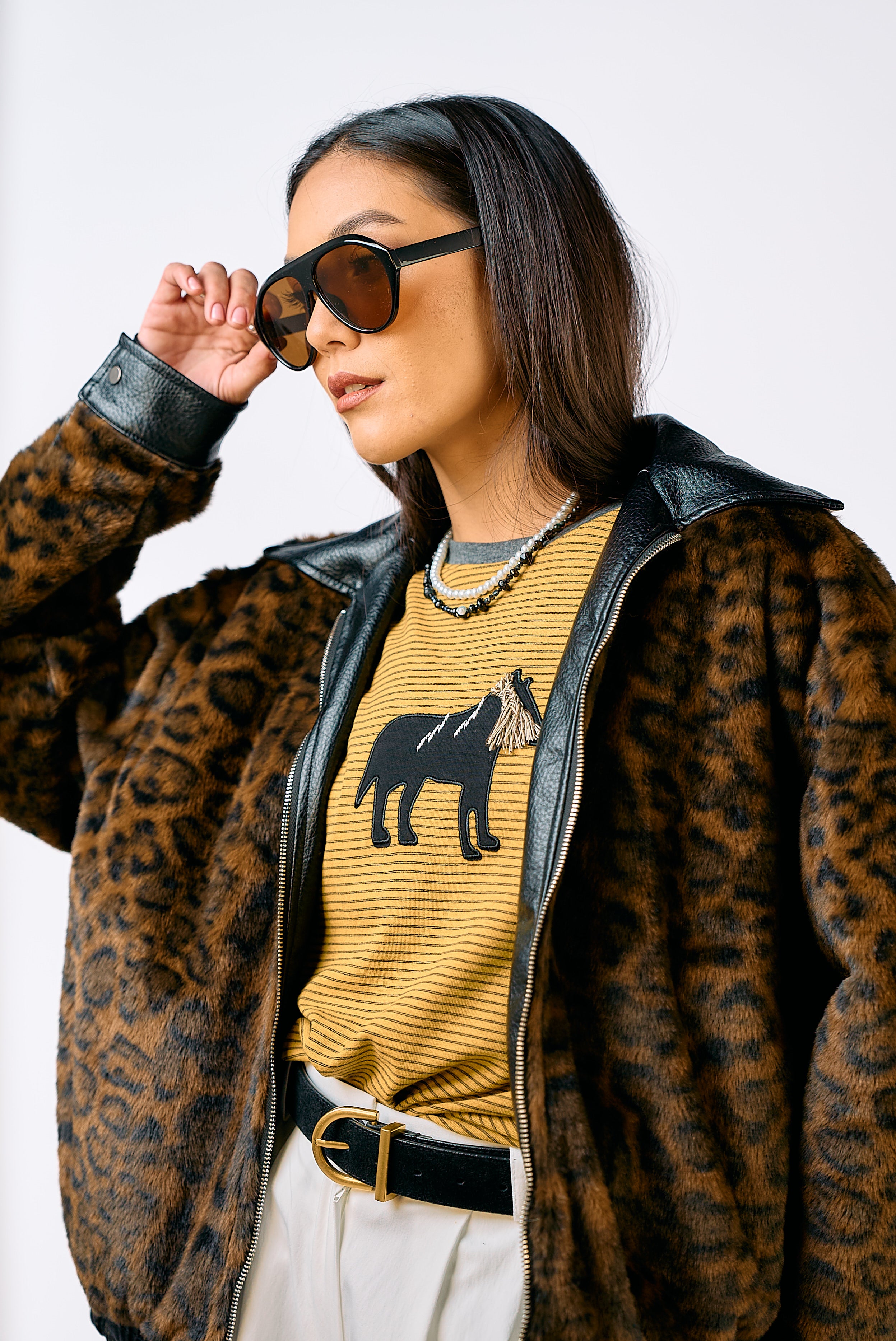 מעיל עמית עור ומנומר