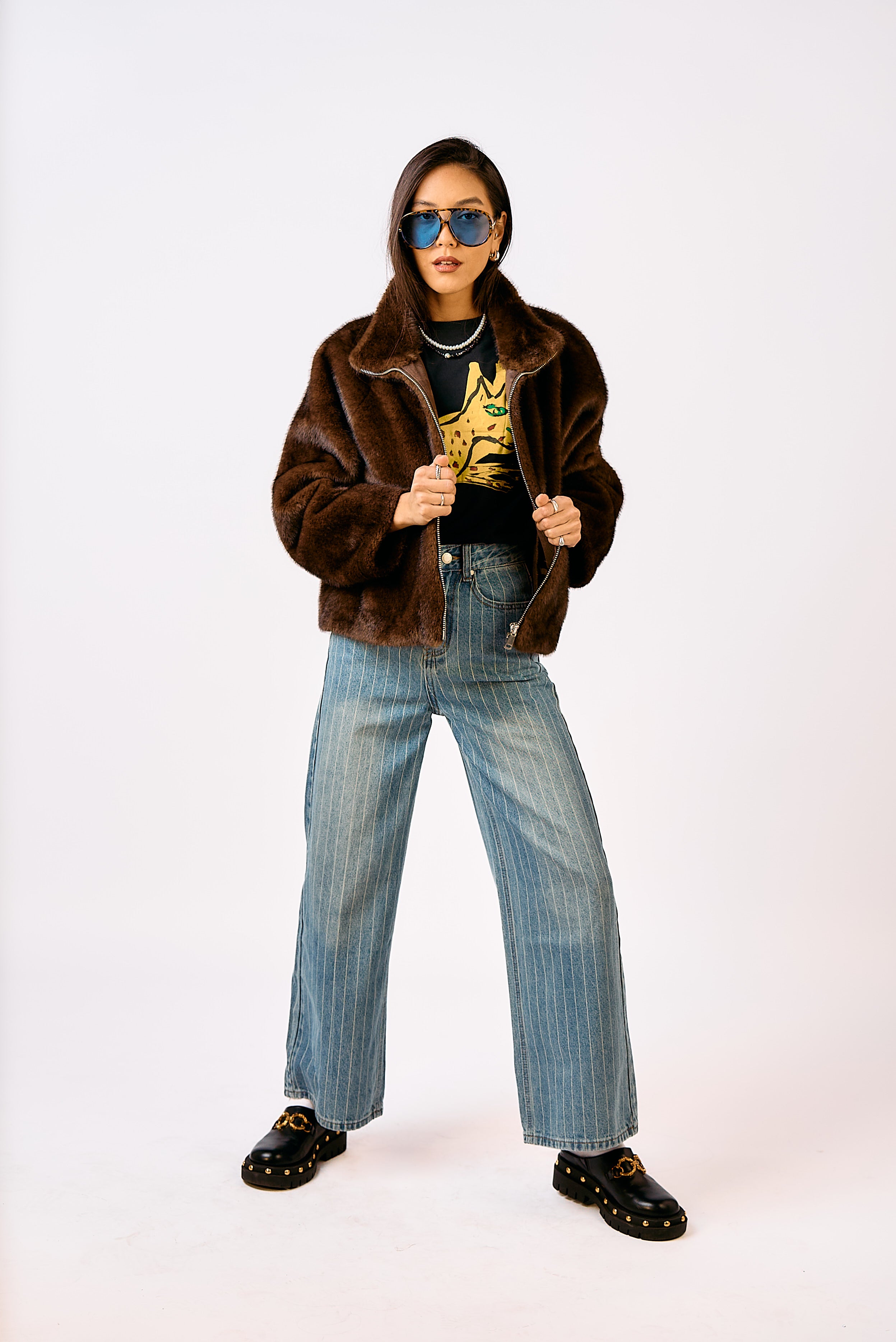 מעיל פרווה אורגד חום/בורדו