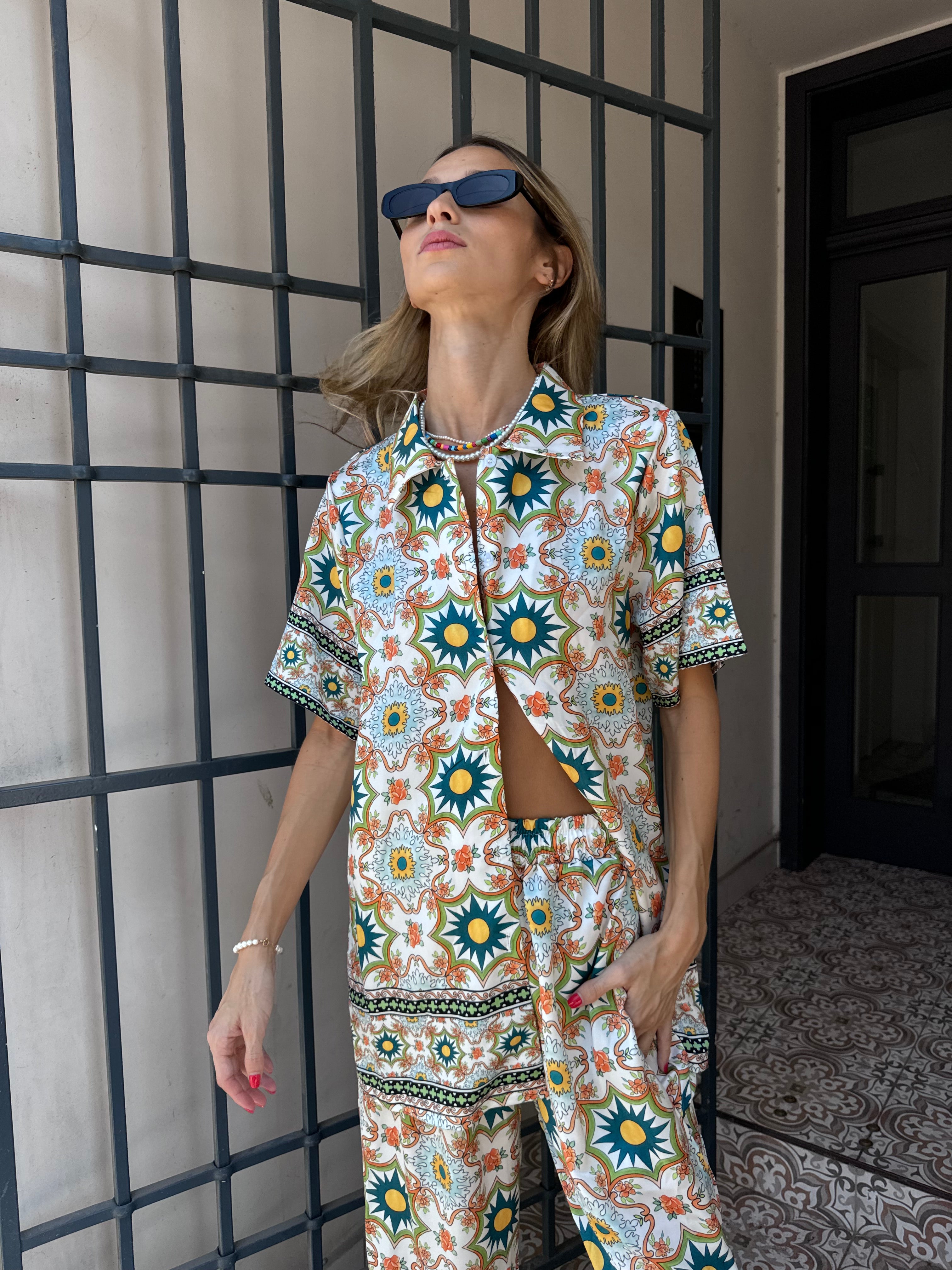 חליפת מכנס סאטן הילי