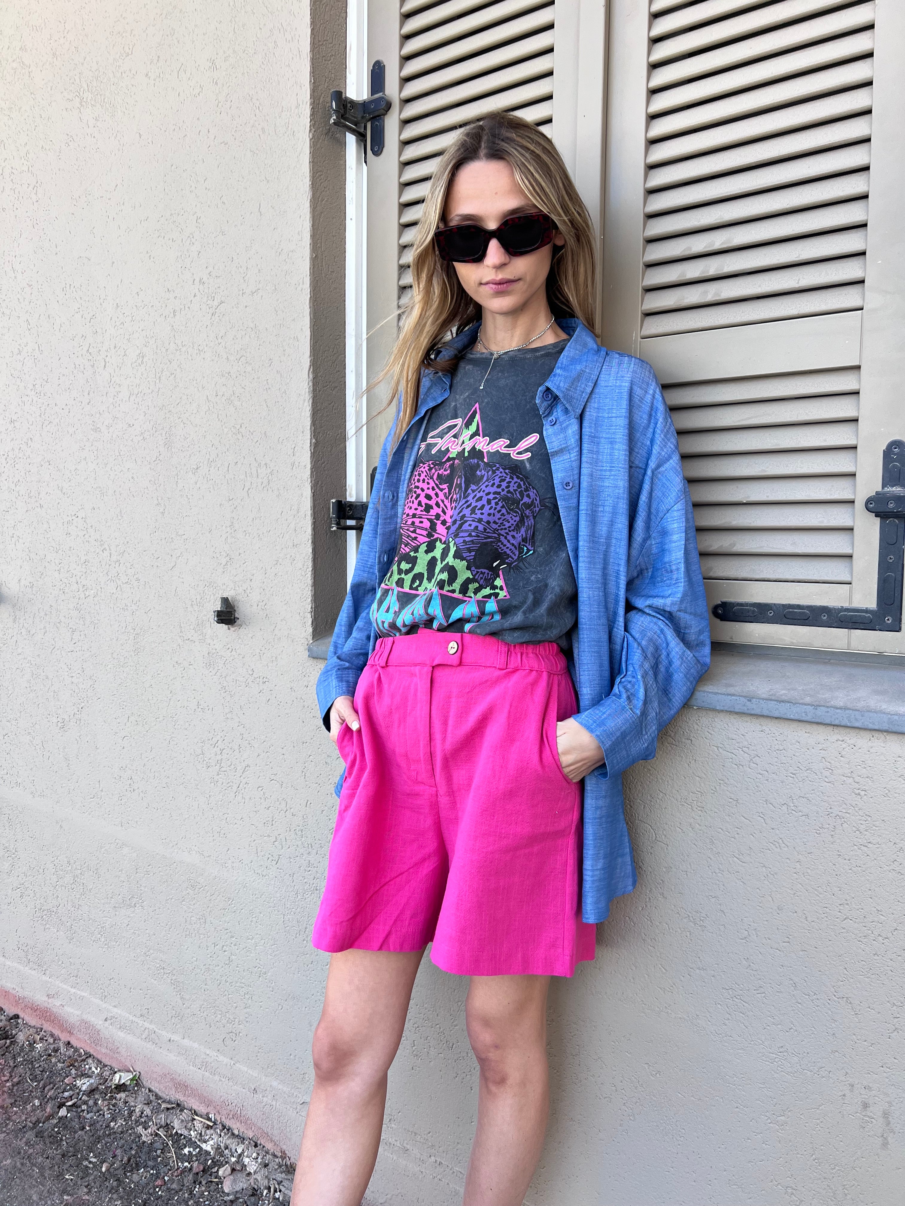 מכנס פשתן תמרי ורוד