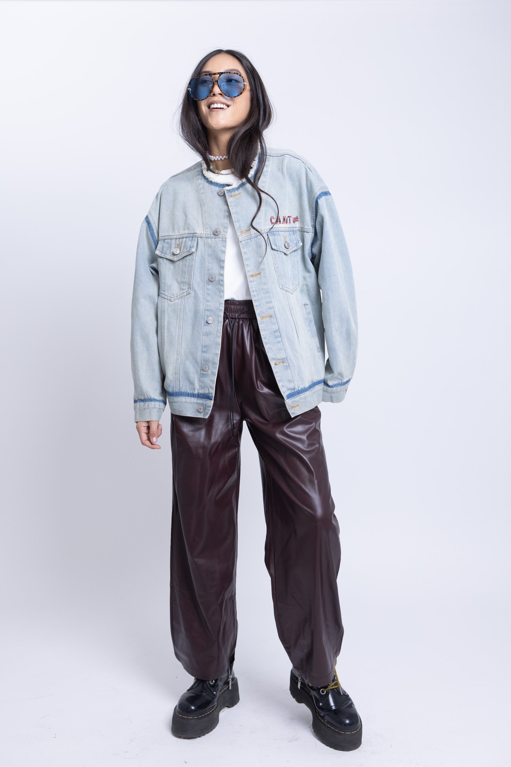 מכנס דמוי עור לייבו בורדו