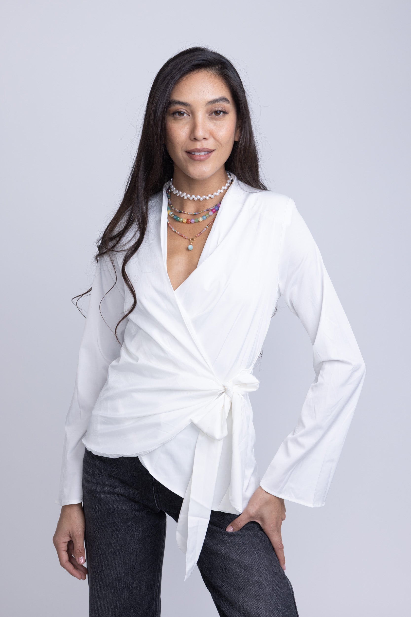 חולצת מעטפת רונה לבנה