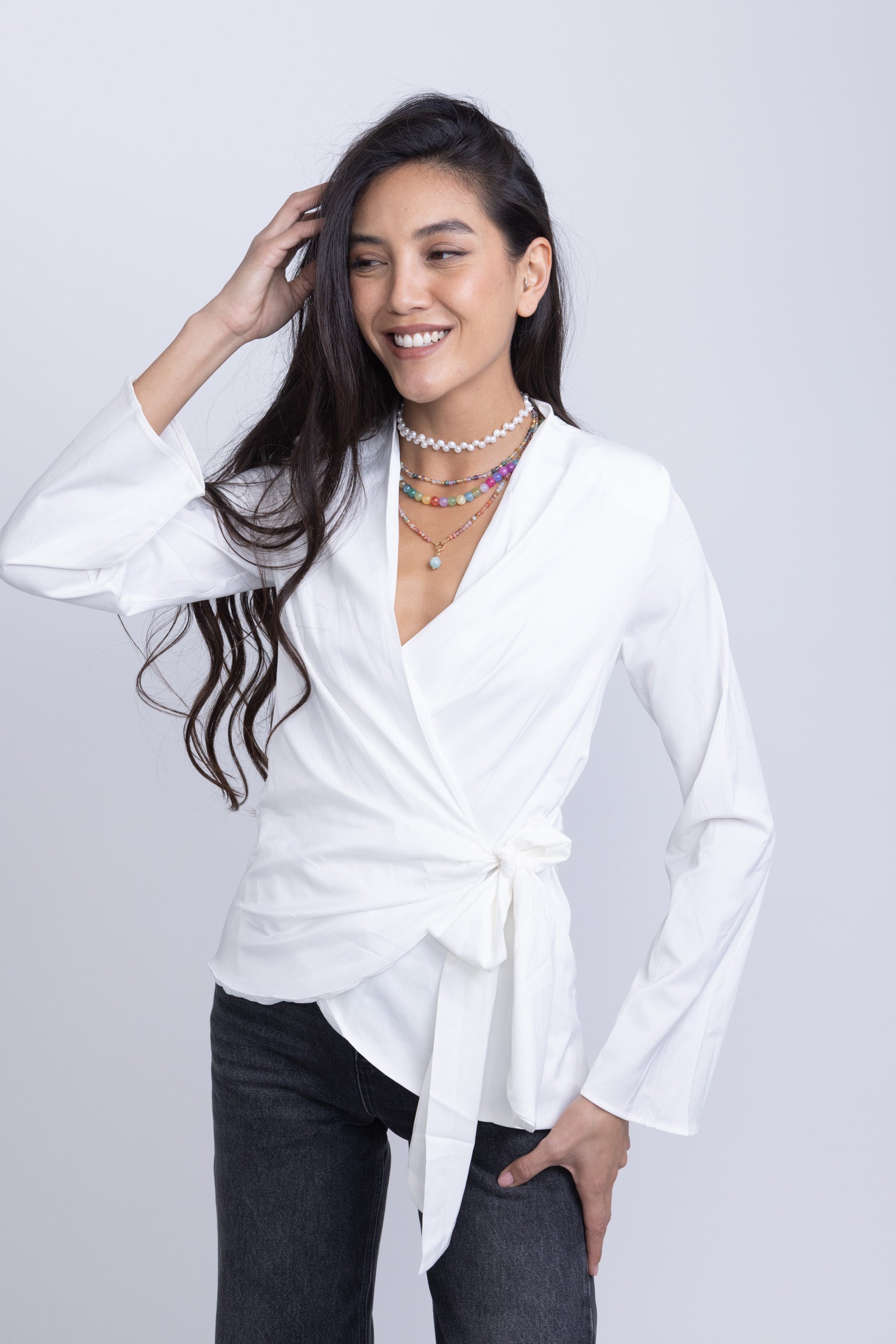 חולצת מעטפת רונה לבנה