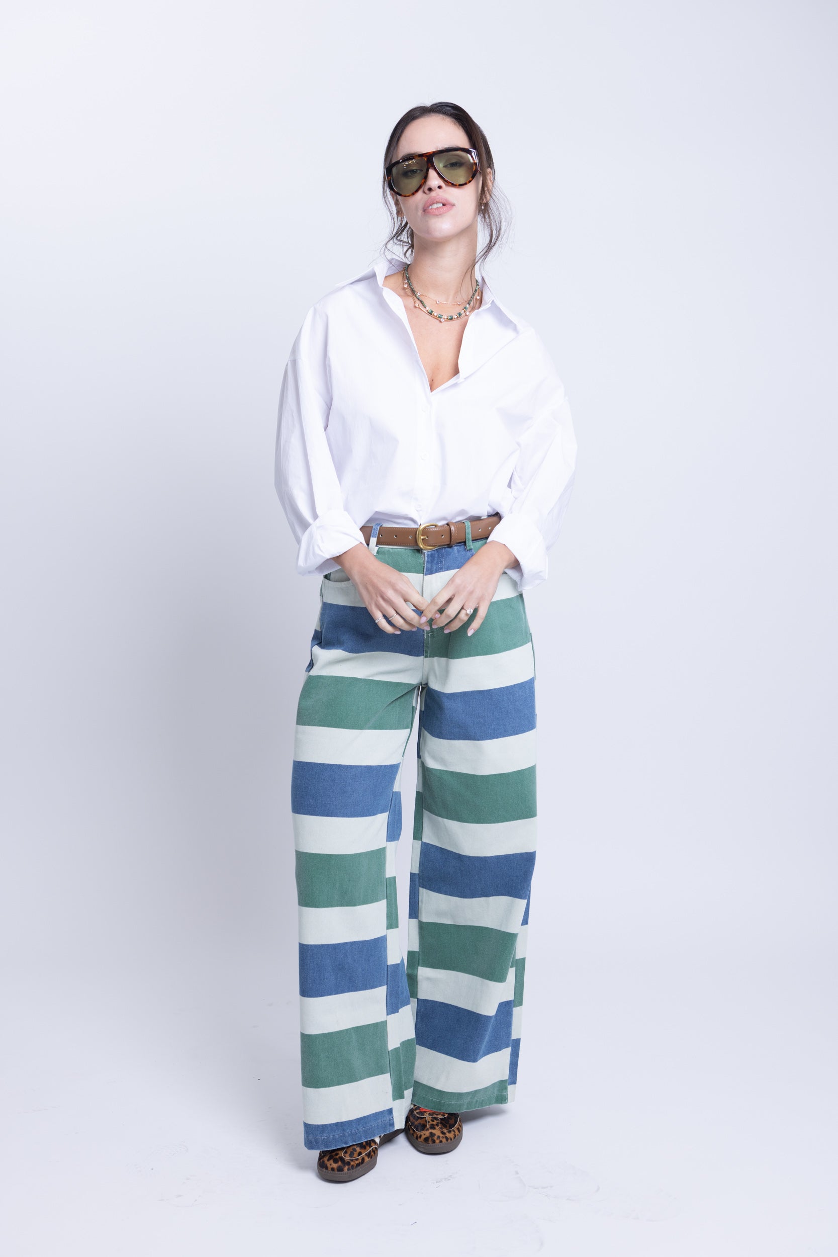 ג׳ינס היילי פסים ירוק