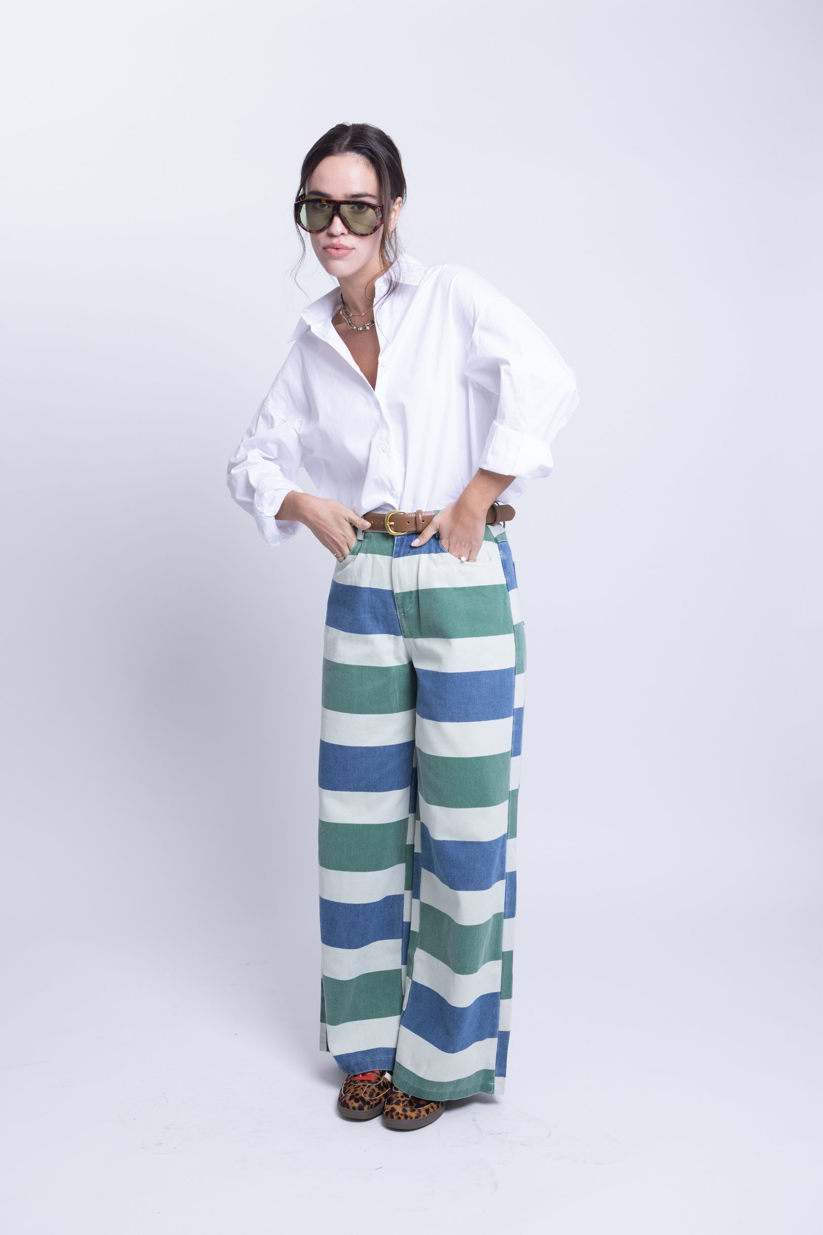 ג׳ינס היילי פסים ירוק