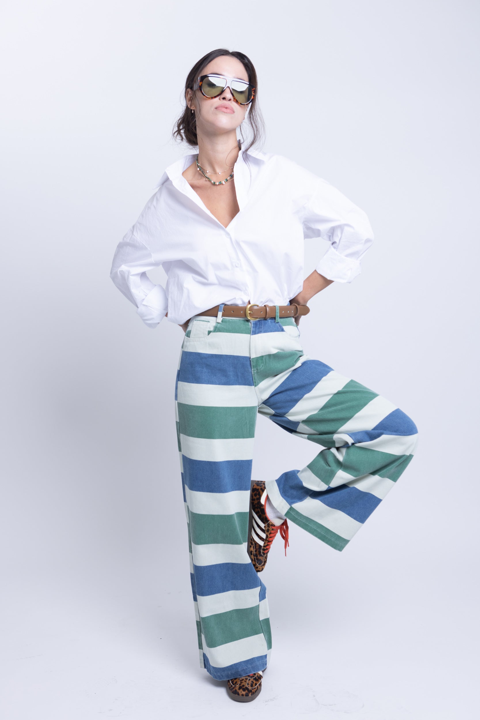 ג׳ינס היילי פסים ירוק