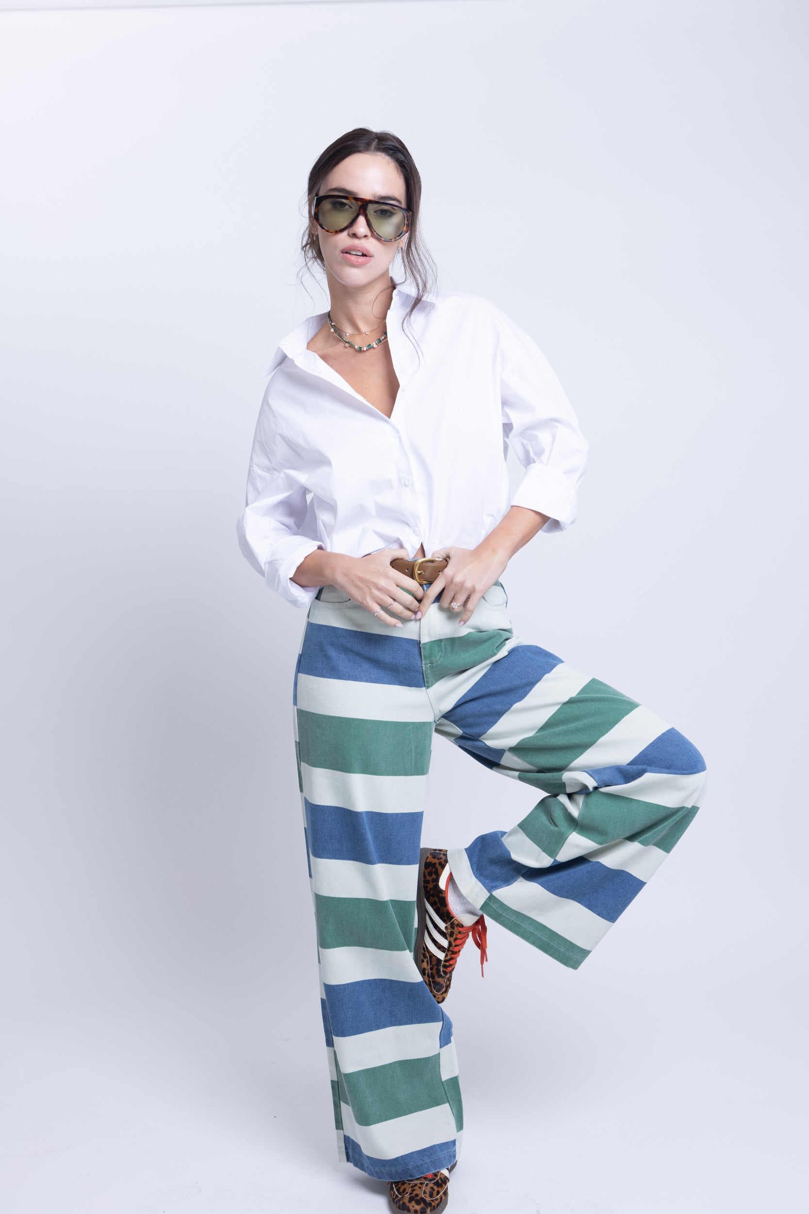 ג׳ינס היילי פסים ירוק