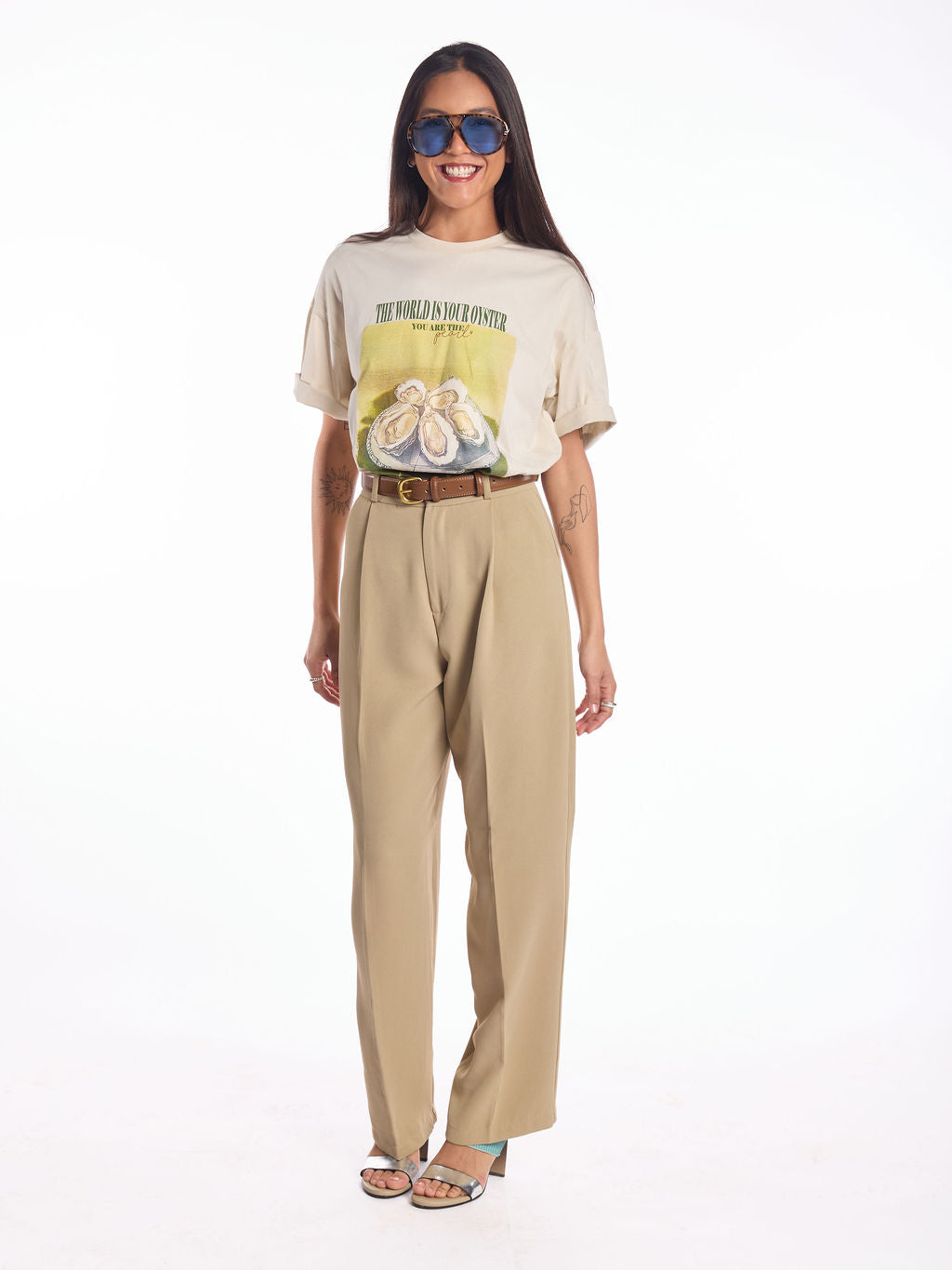 מכנס מחויט לארה קרם ירוק