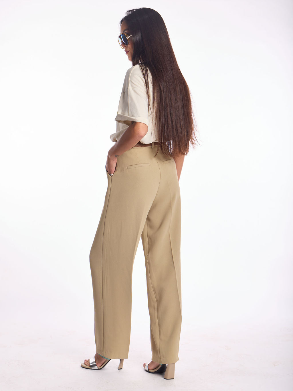 מכנס מחויט לארה קרם ירוק