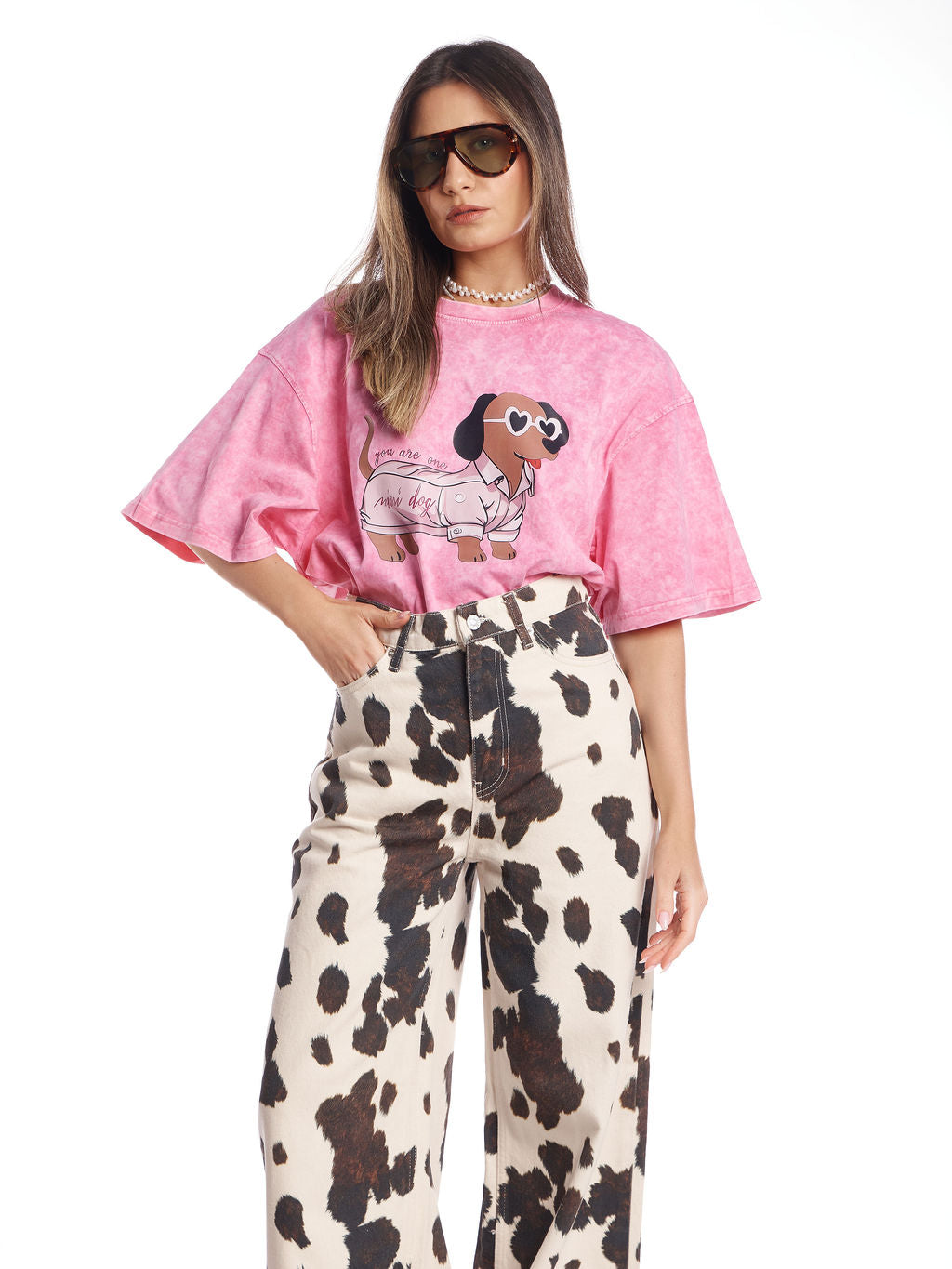 חולצת דוגי אוברסייז ורוד